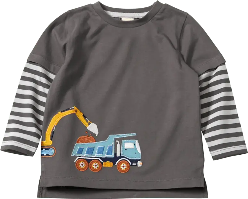 ALANA Langarmshirt mit Bagger-Applikation, grau, Gr. 98