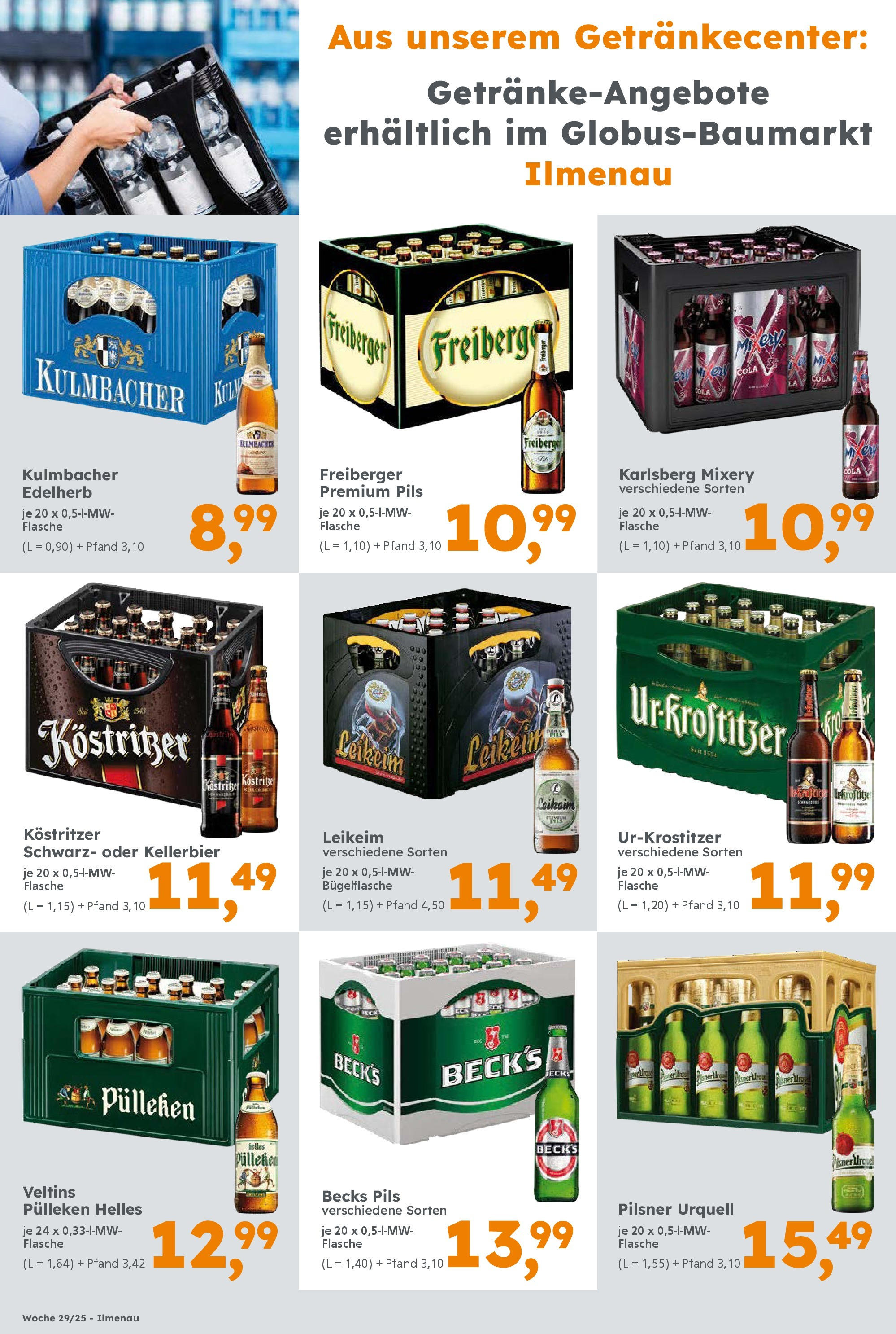 Globus Baumarkt prospekt Ilmenau	 (ab 13.07.2025) zum Blättern | Seite: 16 | Produkte: Pils, Pilsner urquell, Mixery, Veltins