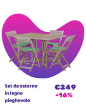 Set da esterni in legno pieghevole