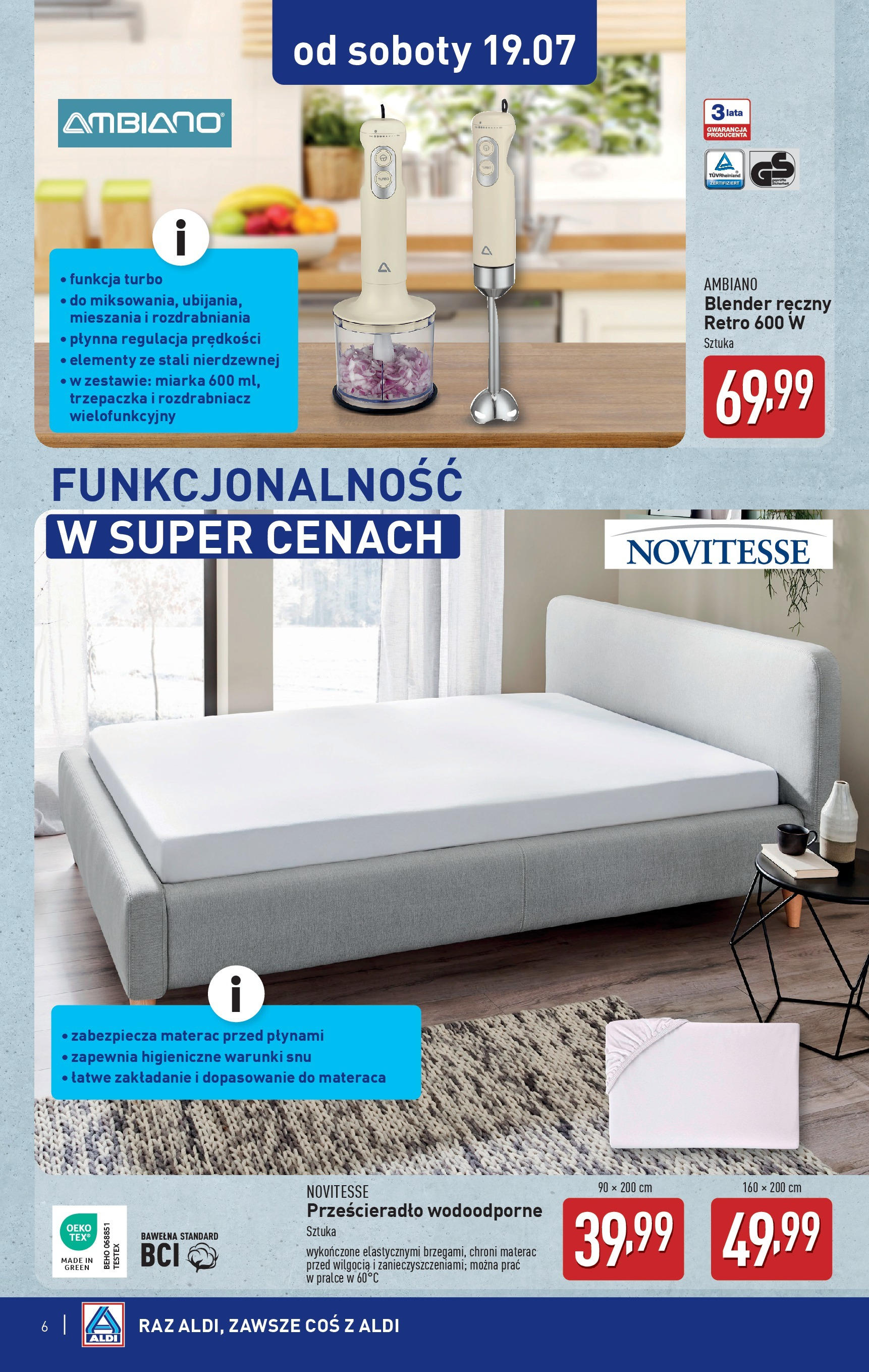 Aldi Gazetka - Od Soboty od 19.07.2025 - Ulotka PDF, promocje | Strona: 6 | Produkty: Blender ręczny, Trzepaczka, Materac, Blender