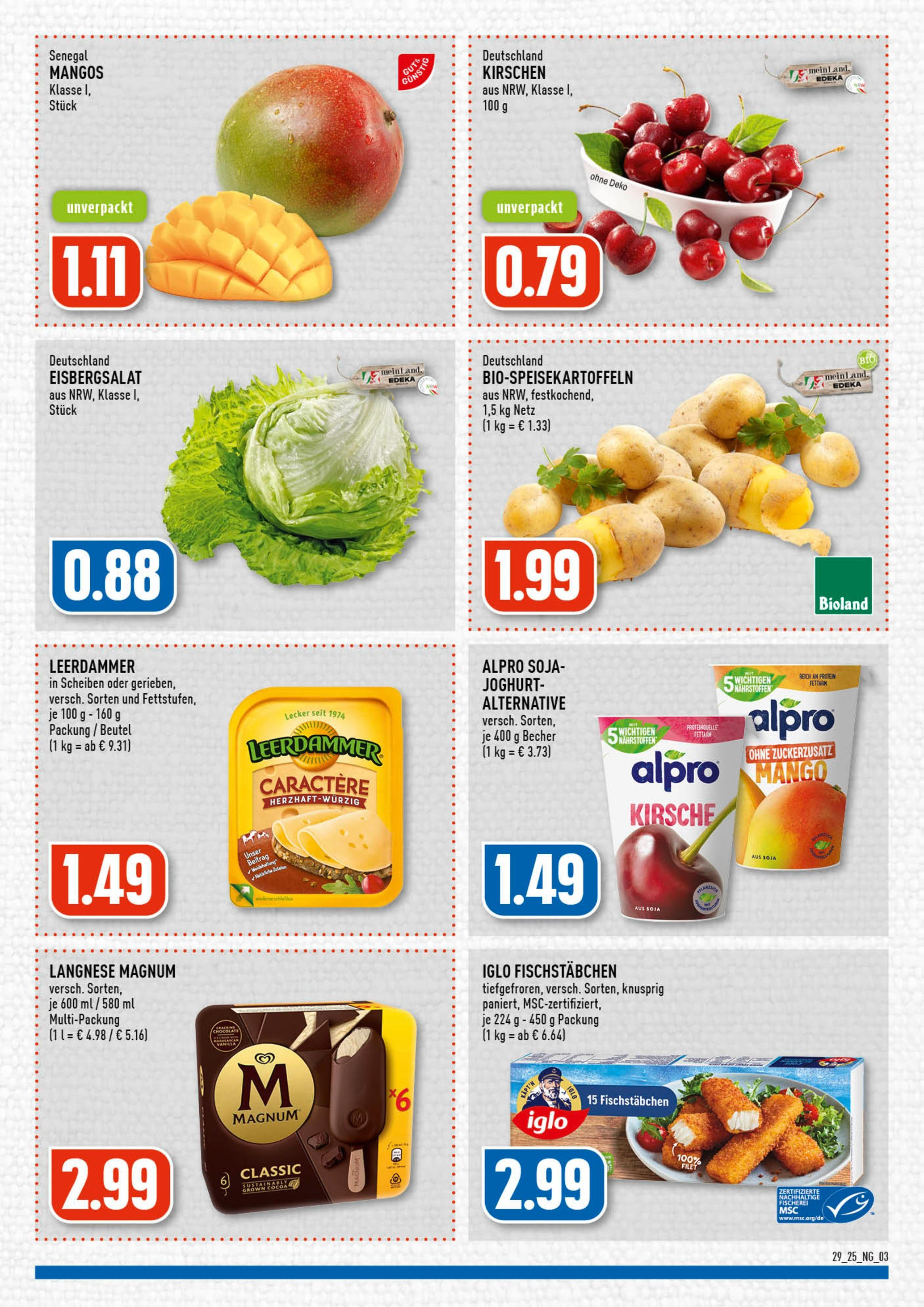 Edeka prospekt Köln-Vingst	 (ab 13.07.2025) » Angebote Online | Seite: 3 | Produkte: Langnese, Iglo, Kirschen, Alpro