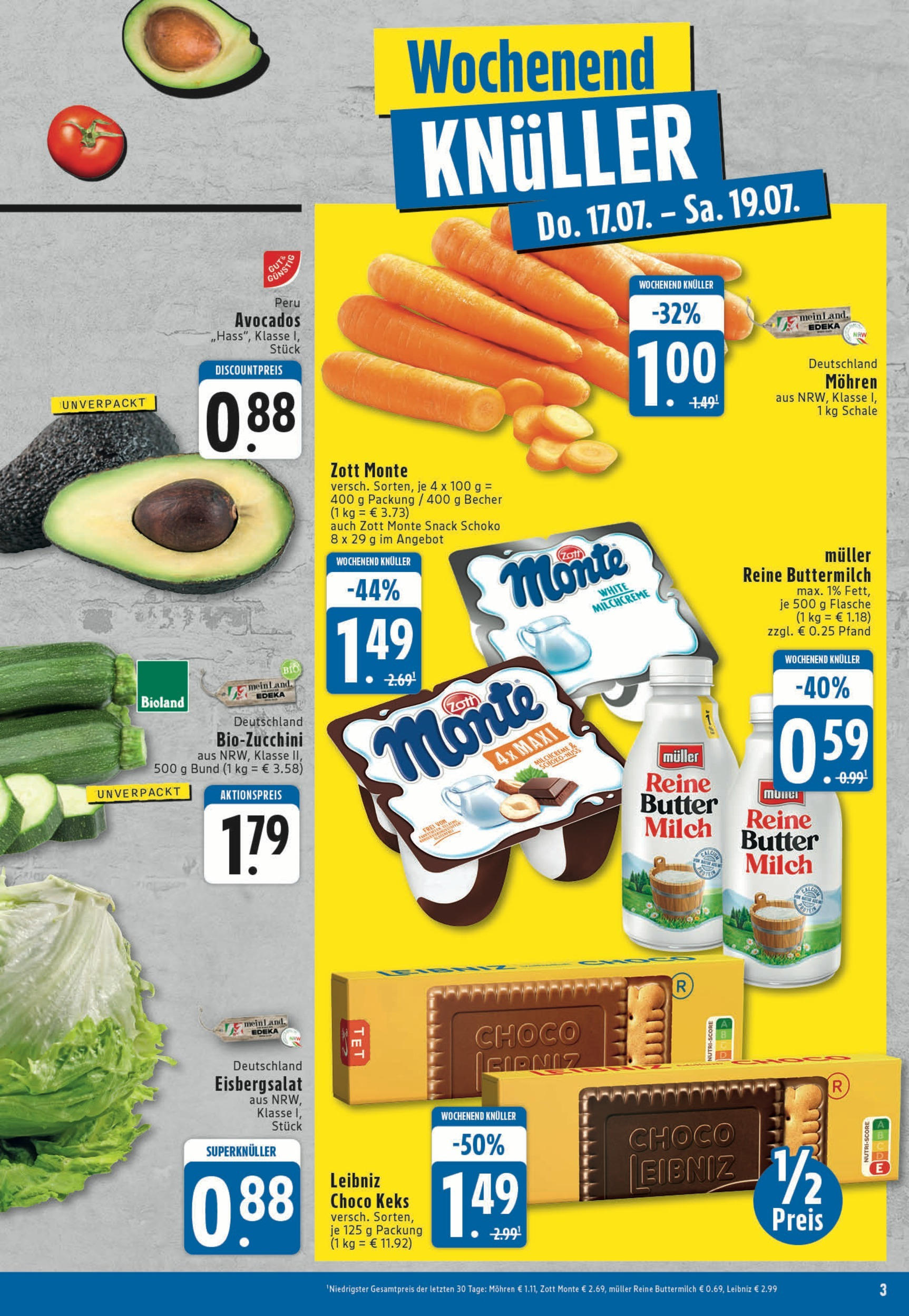 Edeka prospekt Köln	 (ab 14.07.2025) » Angebote Online | Seite: 3 | Produkte: Buttermilch, Milch, Butter, Zucchini