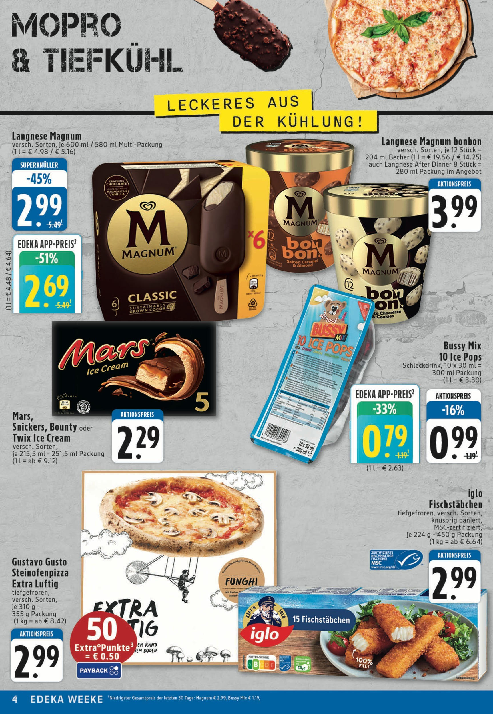 Edeka prospekt Köln	 (ab 14.07.2025) » Angebote Online | Seite: 4 | Produkte: Gustavo gusto, Langnese, Iglo, Pizza