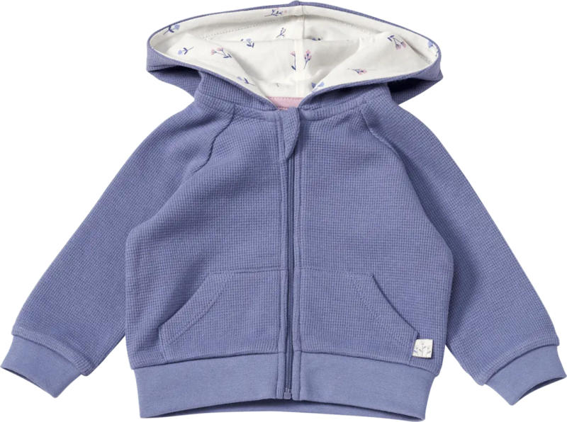 ALANA Sweatjacke mit Waffel-Struktur & Blüten-Muster, blau, Gr. 68