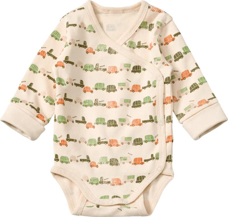 ALANA Wickelbody mit Auto-Muster & Mitwachsfunktion, beige, Gr. 50/56