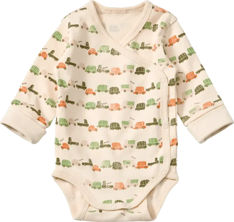 ALANA Wickelbody mit Auto-Muster & Mitwachsfunktion, beige, Gr. 50/56