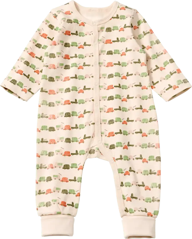 ALANA Schlafanzug mit Auto-Muster & Mitwachsfunktion, beige, Gr. 62/68