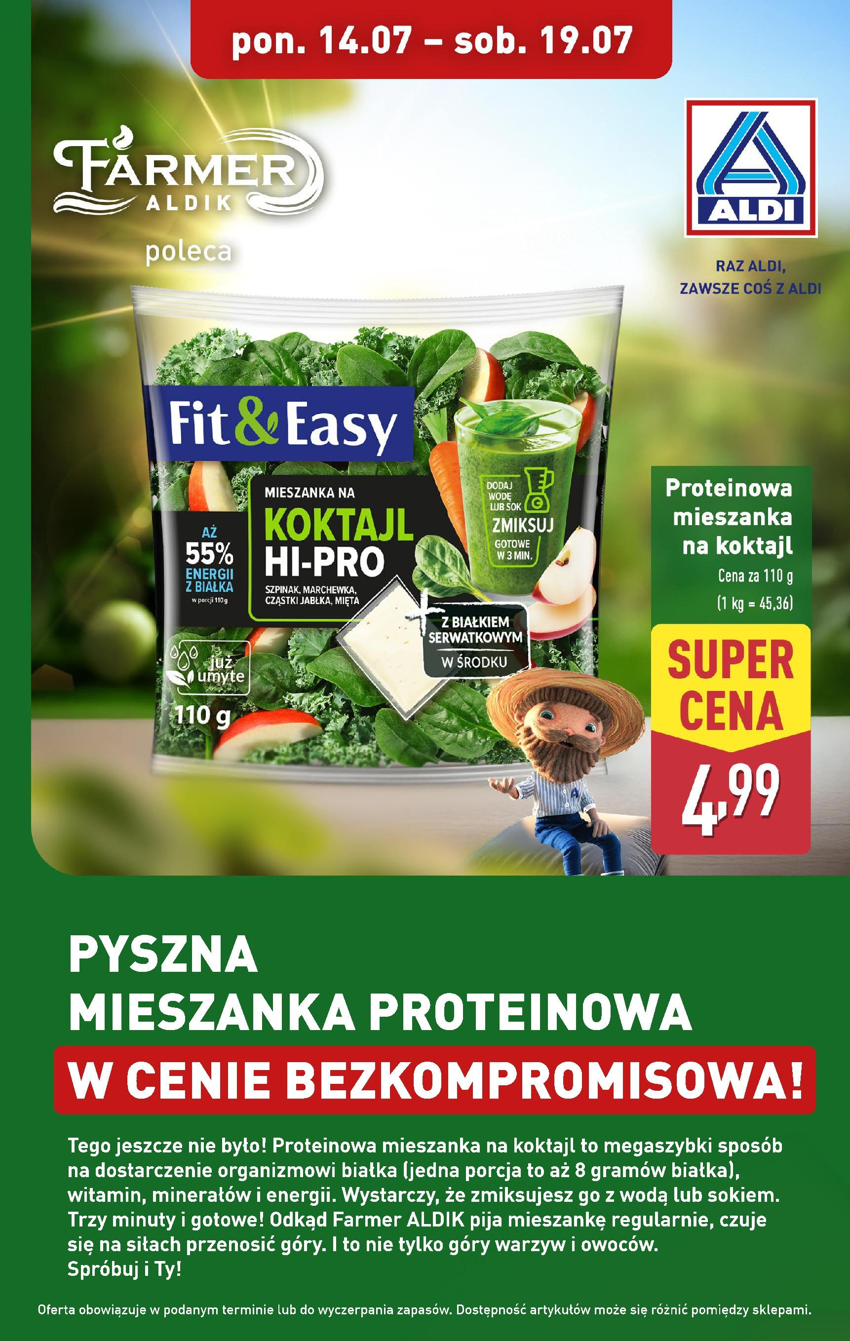 Aldi Promocja proteinowy mix od 14.07.2025 - Nowa Gazetka - Numer strony 1