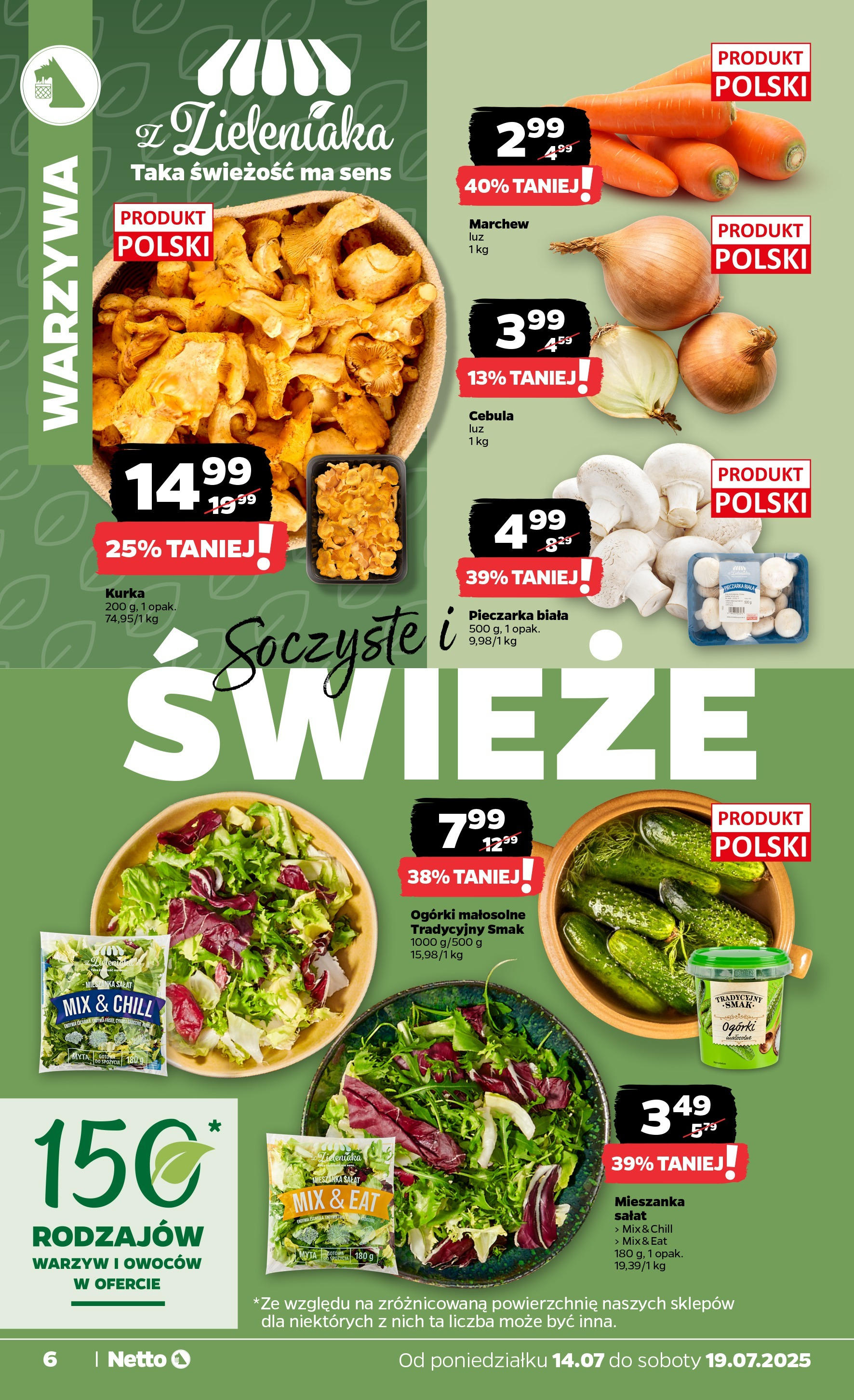 Netto gazetka - Spożywcza od 14.07.2025 - Aktualne promocje | Strona: 6 | Produkty: Ogórki, Warzywa