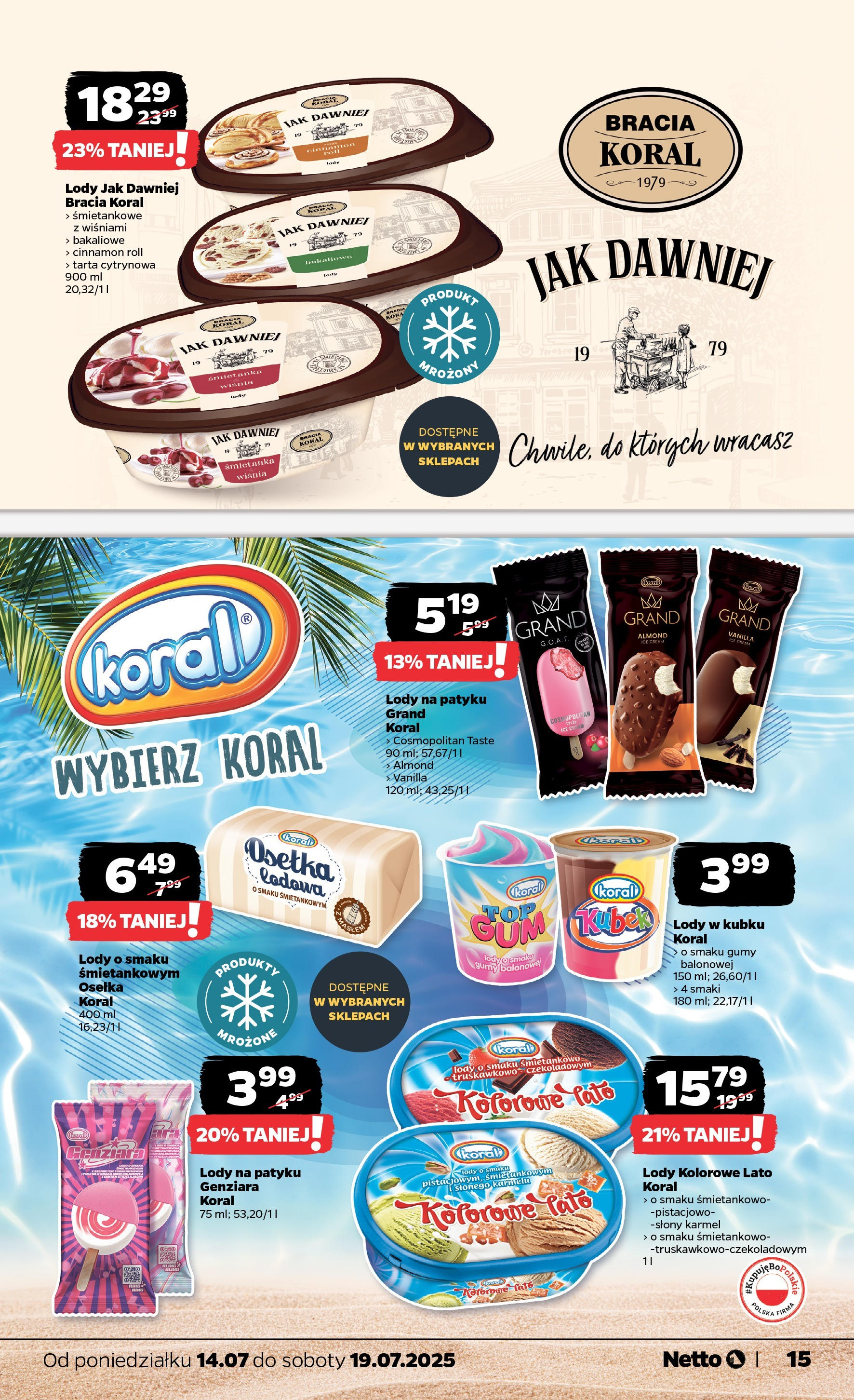 Netto gazetka - Spożywcza od 14.07.2025 - Aktualne promocje | Strona: 15 | Produkty: Osełka, Gumy, Lody na patyku, Lody