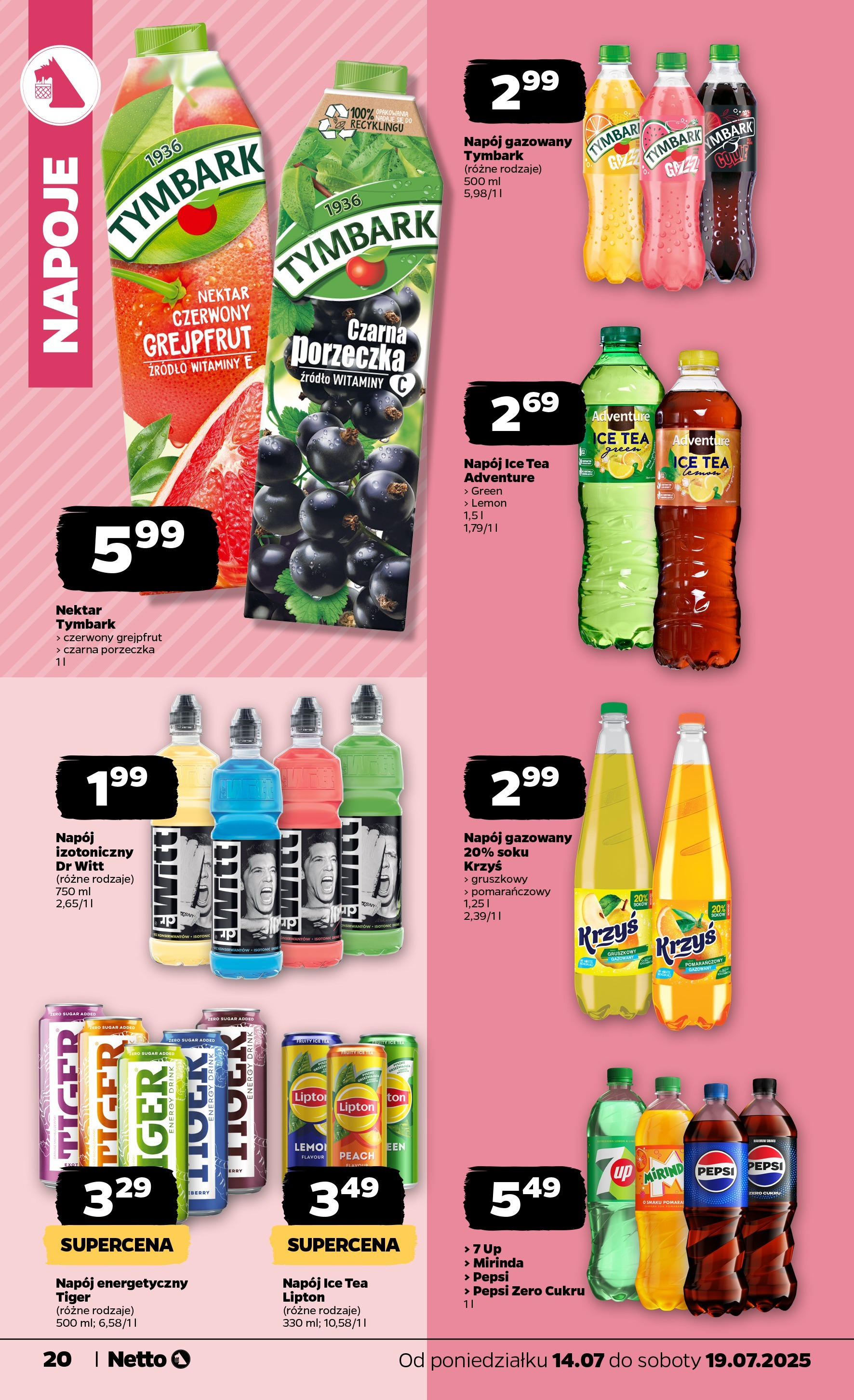 Netto gazetka - Spożywcza od 14.07.2025 - Aktualne promocje | Strona: 20 | Produkty: Ice Tea, Napoje, Porzeczka, Grejpfrut