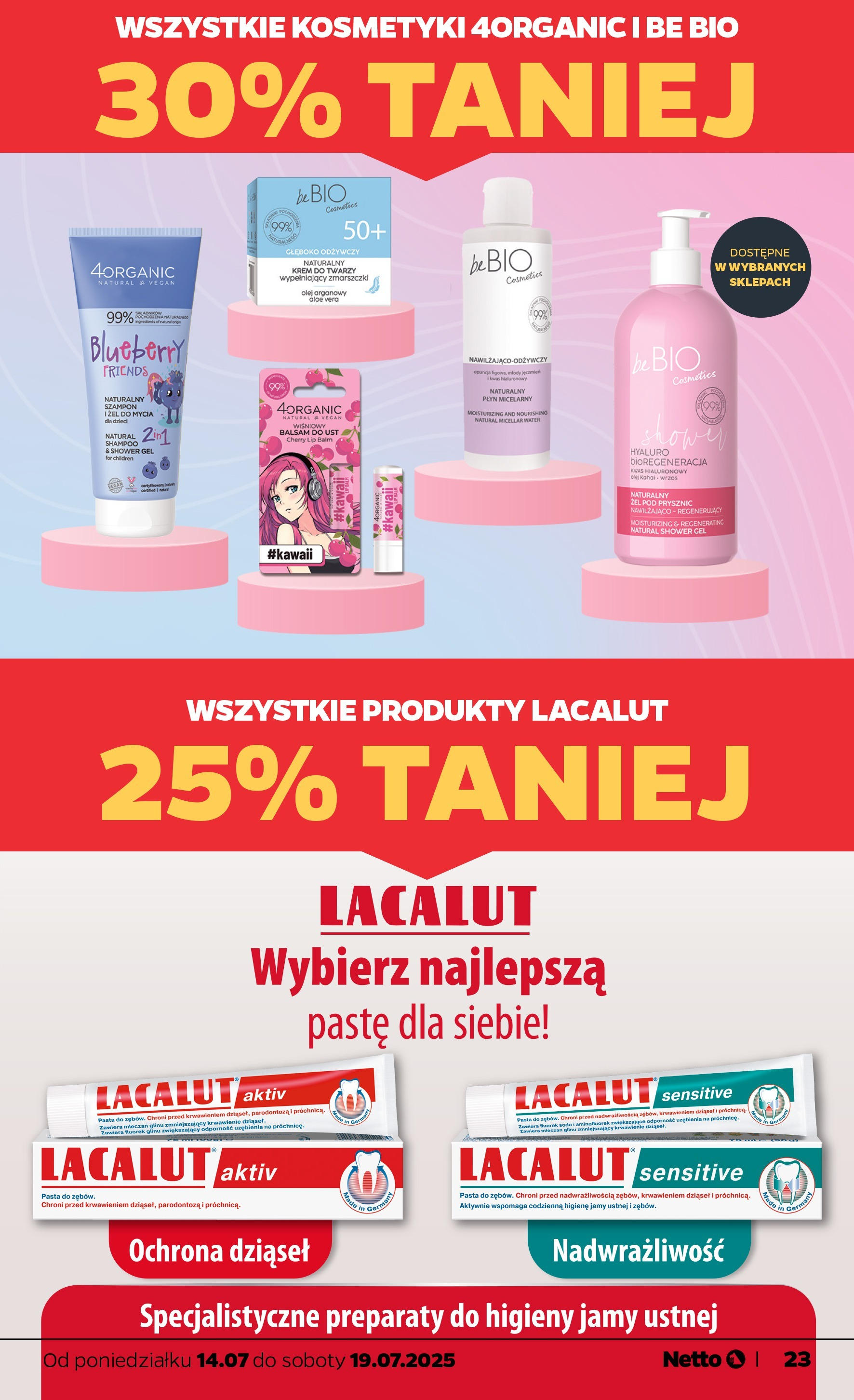 Netto gazetka - Spożywcza od 14.07.2025 - Aktualne promocje | Strona: 23 | Produkty: Kosmetyki, Prysznic, Żel pod prysznic, Krem do twarzy