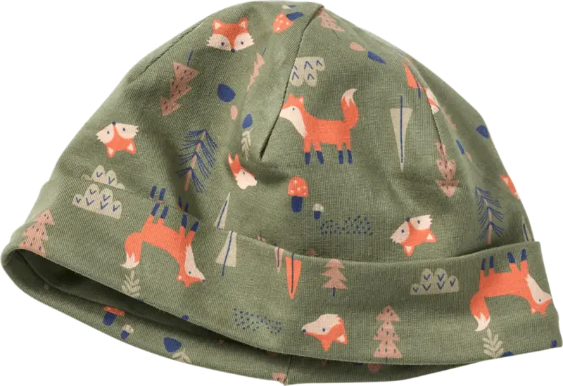 ALANA Beanie mit Fuchs-Muster, grün, Gr. 48/49