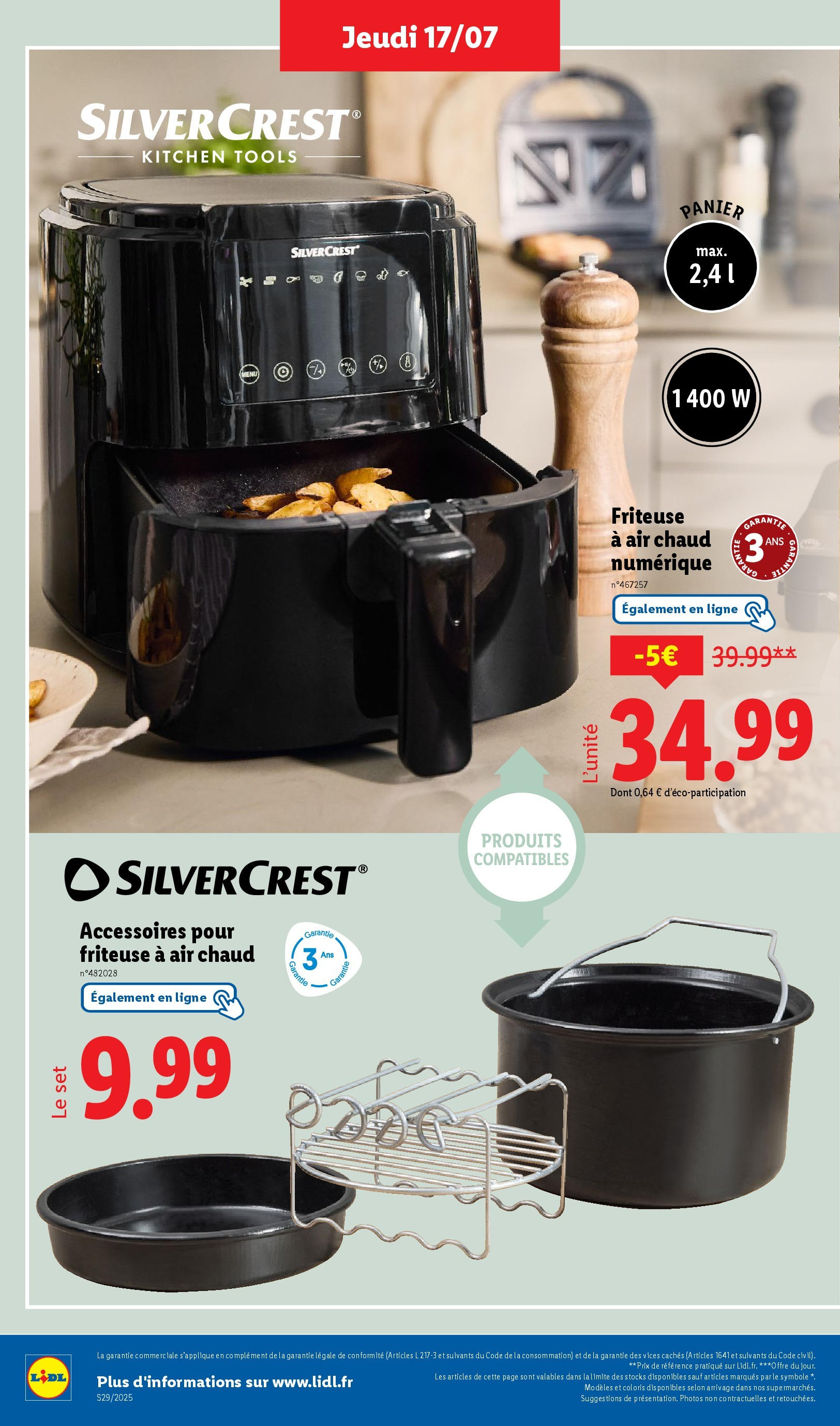 Catalogue LIDL du 16/07/2025 | Promo prospectus en ligne | Page: 30 | Produits: Friteuse, Air fryer, Panier Catalogue LIDL du 16/07/2025 | Promo prospectus en ligne | Page: 30 | Produits: Friteuse, Air fryer, Panier