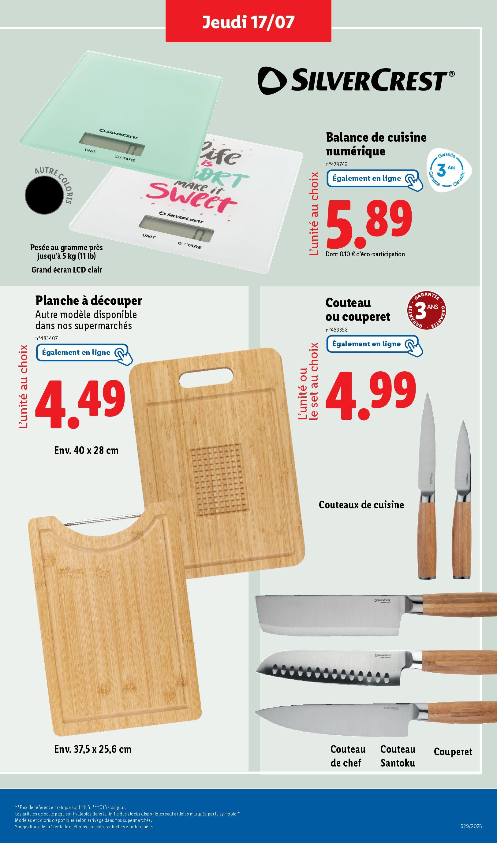 Catalogue LIDL du 16/07/2025 | Promo prospectus en ligne | Page: 37 | Produits: Couteau, Planche à découper, Balance de cuisine Catalogue LIDL du 16/07/2025 | Promo prospectus en ligne | Page: 37 | Produits: Couteau, Planche à découper, Balance de cuisine