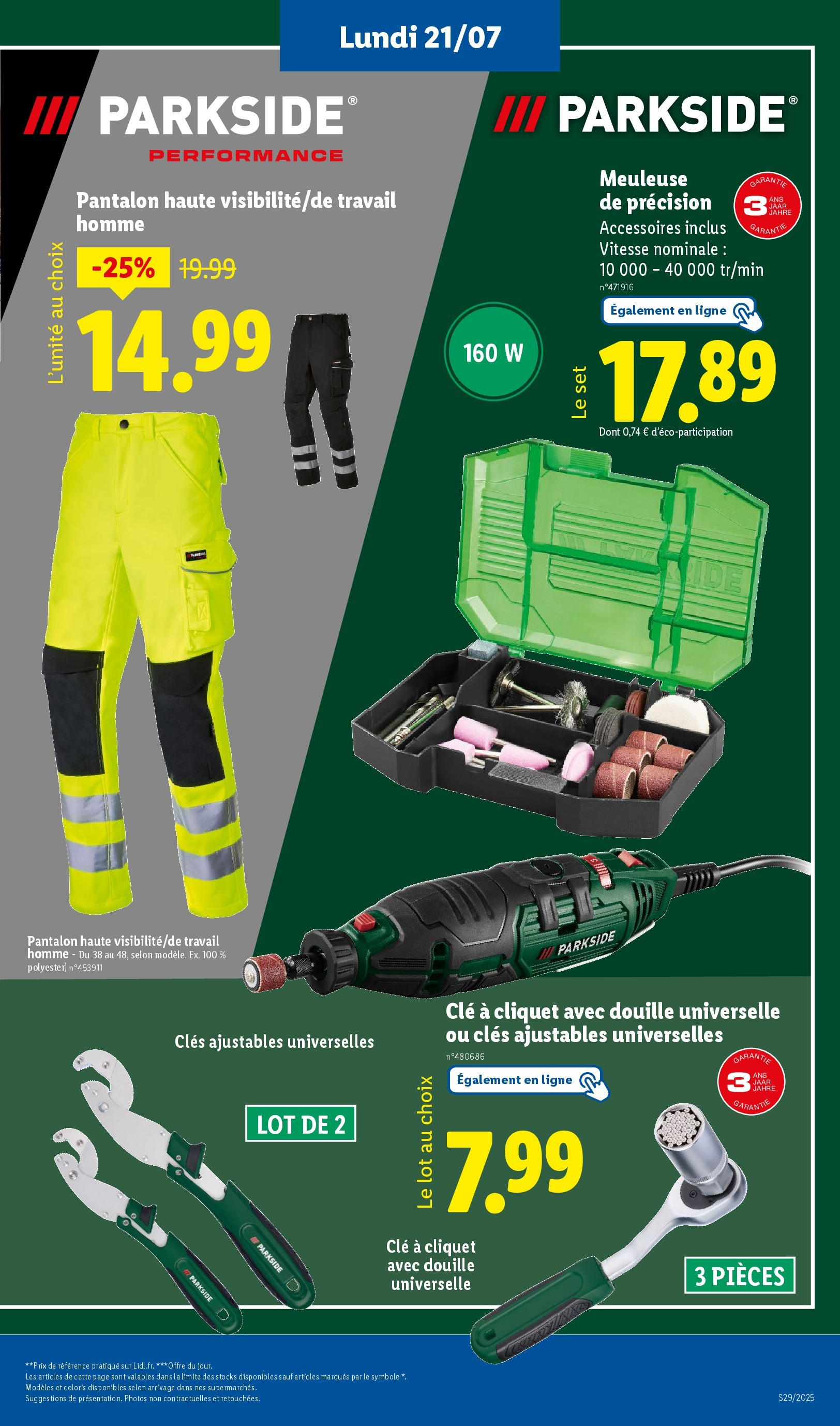 Catalogue LIDL du 16/07/2025 | Promo prospectus en ligne | Page: 61 | Produits: Meuleuse, Clé, Pantalon Catalogue LIDL du 16/07/2025 | Promo prospectus en ligne | Page: 61 | Produits: Meuleuse, Clé, Pantalon