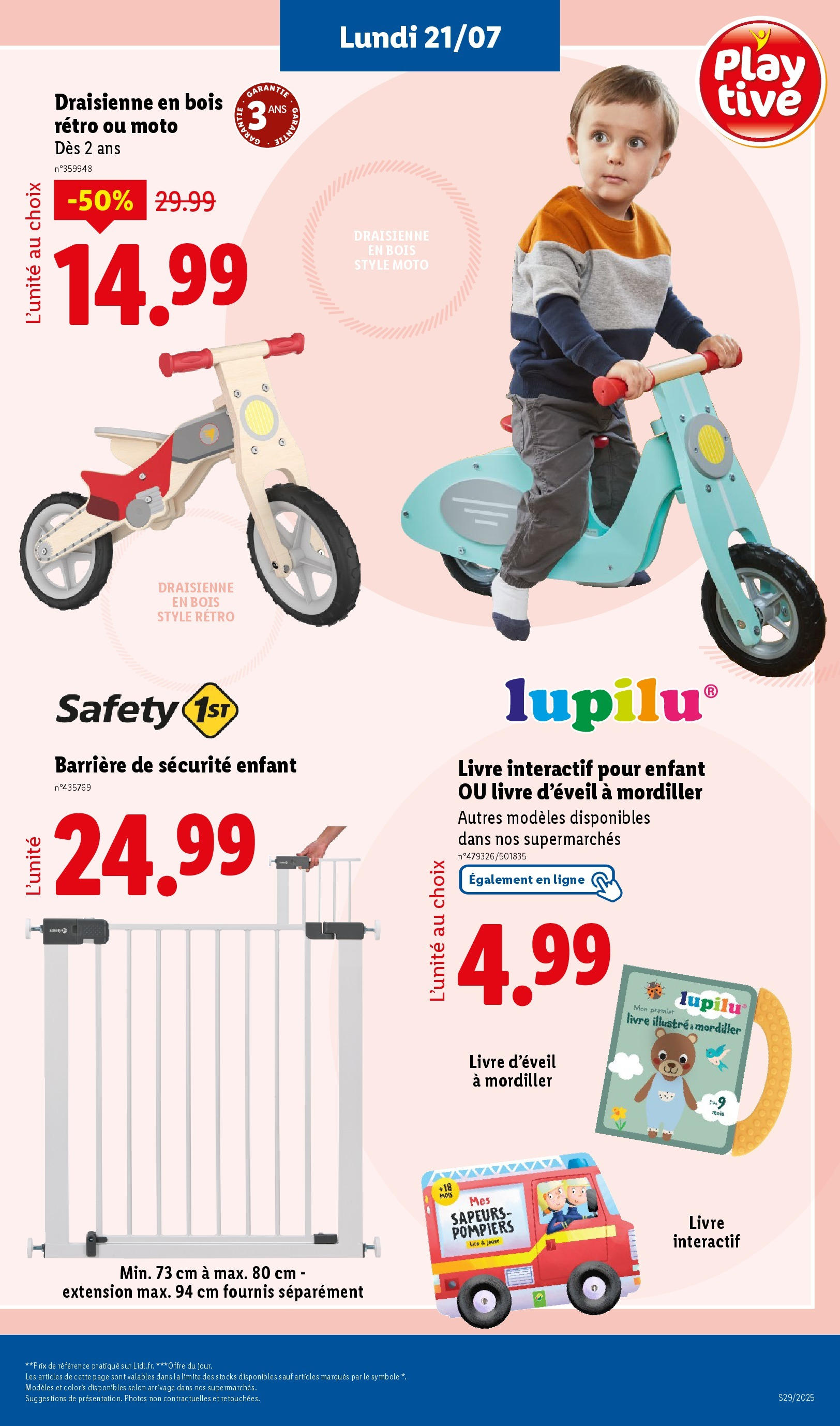 Catalogue LIDL du 16/07/2025 | Promo prospectus en ligne | Page: 69 | Produits: Draisienne, Barrière de sécurité, Livre Catalogue LIDL du 16/07/2025 | Promo prospectus en ligne | Page: 69 | Produits: Draisienne, Barrière de sécurité, Livre