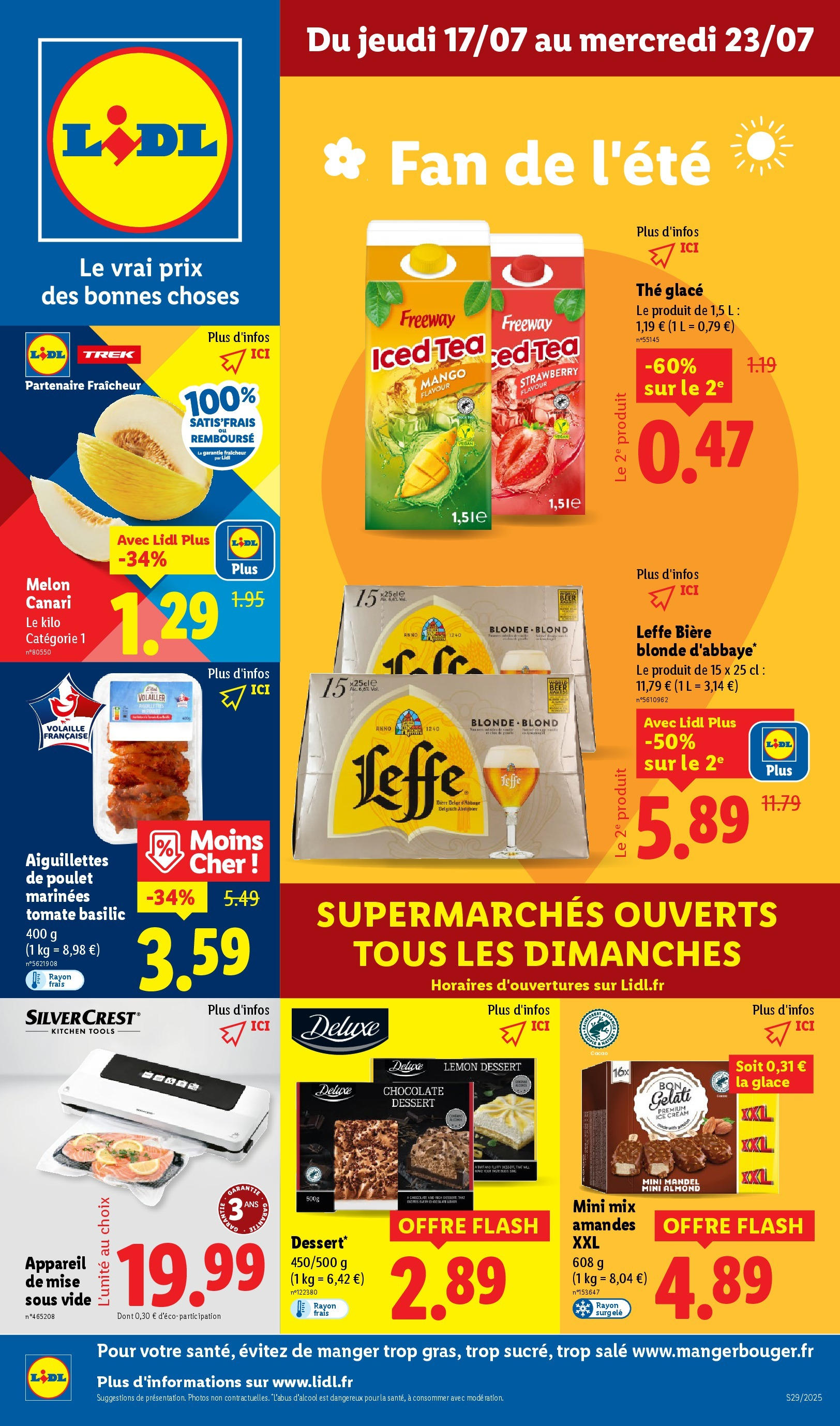 Catalogue LIDL du 16/07/2025 | Promo prospectus en ligne | Page: 1 | Produits: Bière Blonde D'Abbaye Leffe, Thé glacé, Bière, Thé Catalogue LIDL du 16/07/2025 | Promo prospectus en ligne | Page: 1 | Produits: Bière Blonde D'Abbaye Leffe, Thé glacé, Bière, Thé