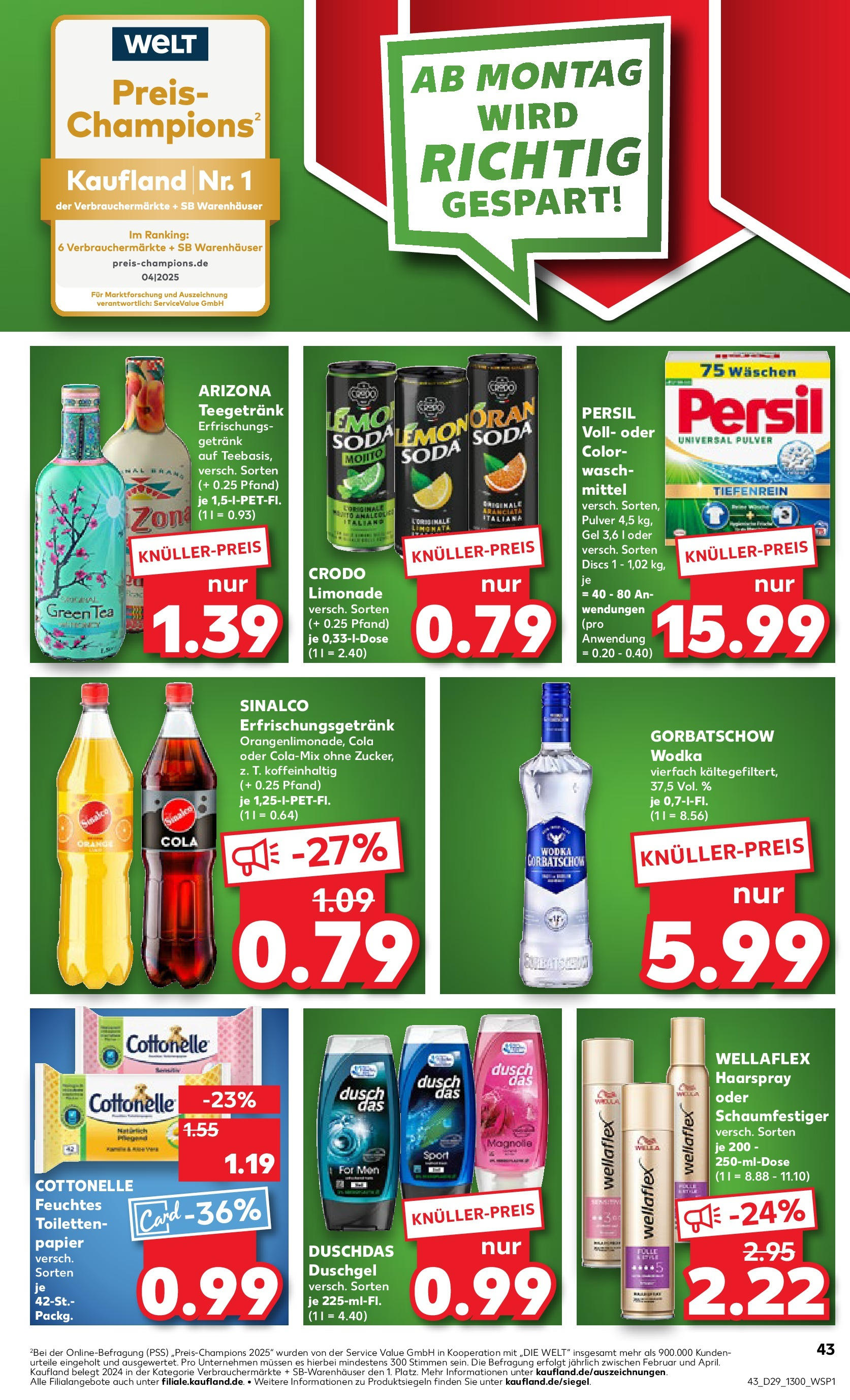 Prospekt Kaufland ab 16.07.2025 » Angebote Online zum Blättern | Seite: 43 | Produkte: Haarspray, Duschgel, Wodka, Persil