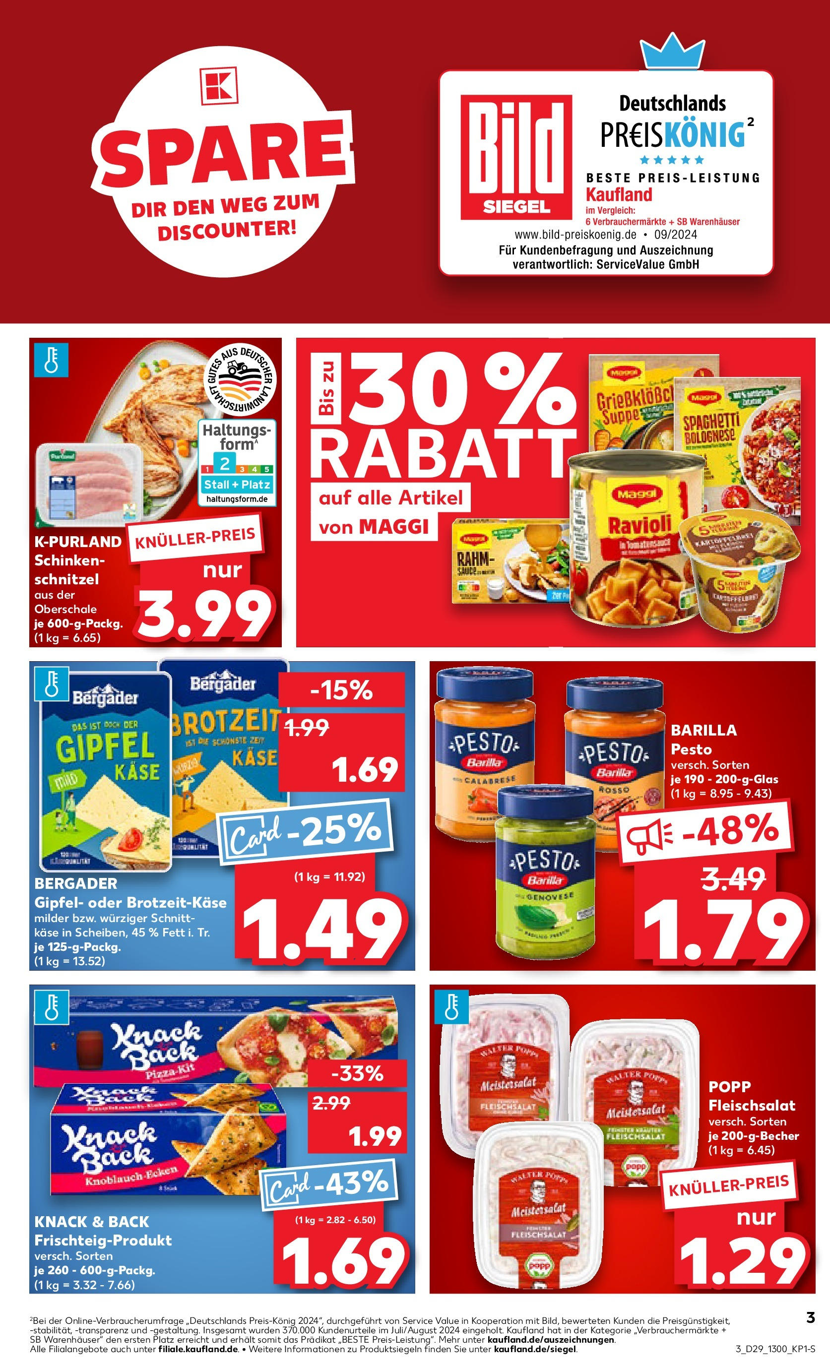 Prospekt Kaufland ab 16.07.2025 » Angebote Online zum Blättern | Seite: 3 | Produkte: Käse, Barilla pesto, Schnitzel, Schinken