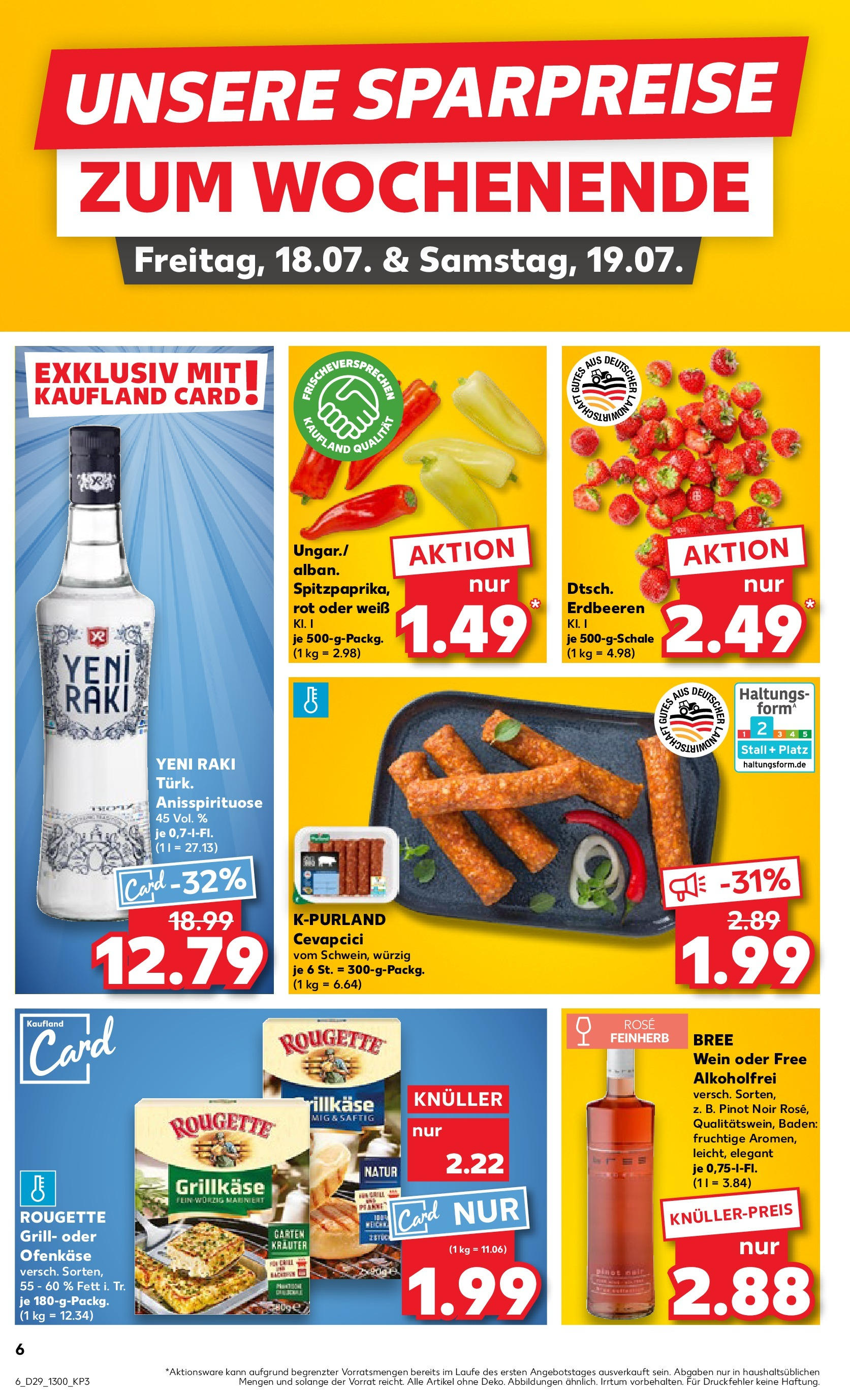 Prospekt Kaufland ab 16.07.2025 » Angebote Online zum Blättern | Seite: 6 | Produkte: Bree, Cevapcici, Wein, Erdbeeren