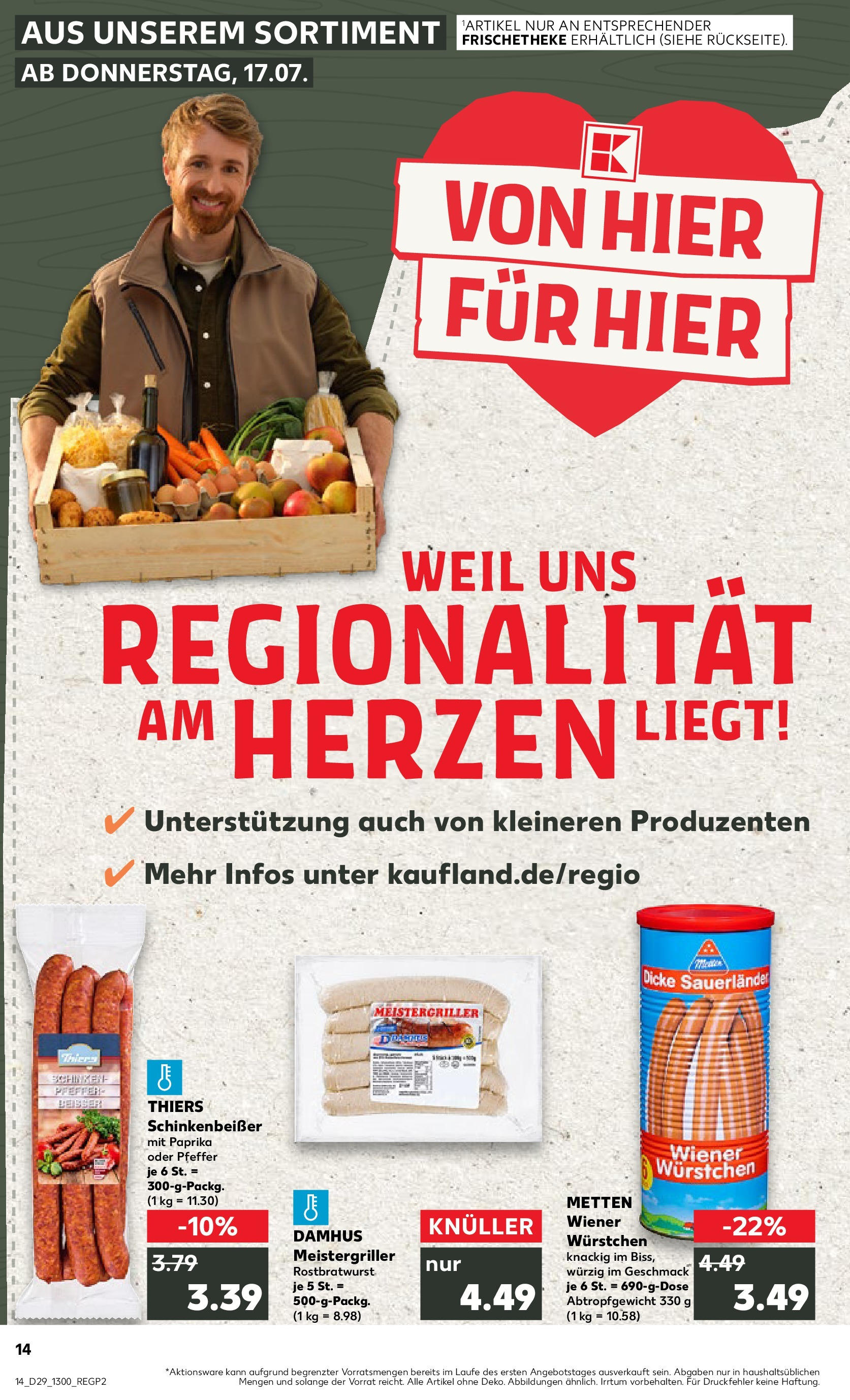 Prospekt Kaufland ab 16.07.2025 » Angebote Online zum Blättern | Seite: 14 | Produkte: Wiener wurstchen, Paprika, Pfeffer
