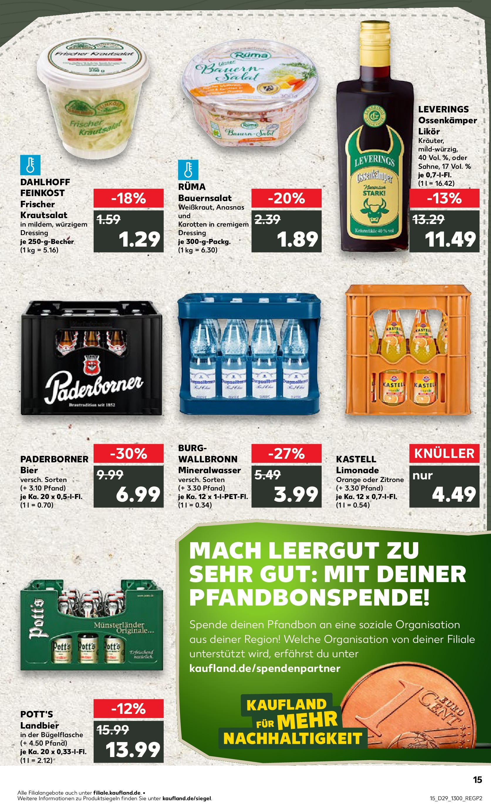 Prospekt Kaufland ab 16.07.2025 » Angebote Online zum Blättern | Seite: 15 | Produkte: Likör, Dressing, Limonade, Mineralwasser