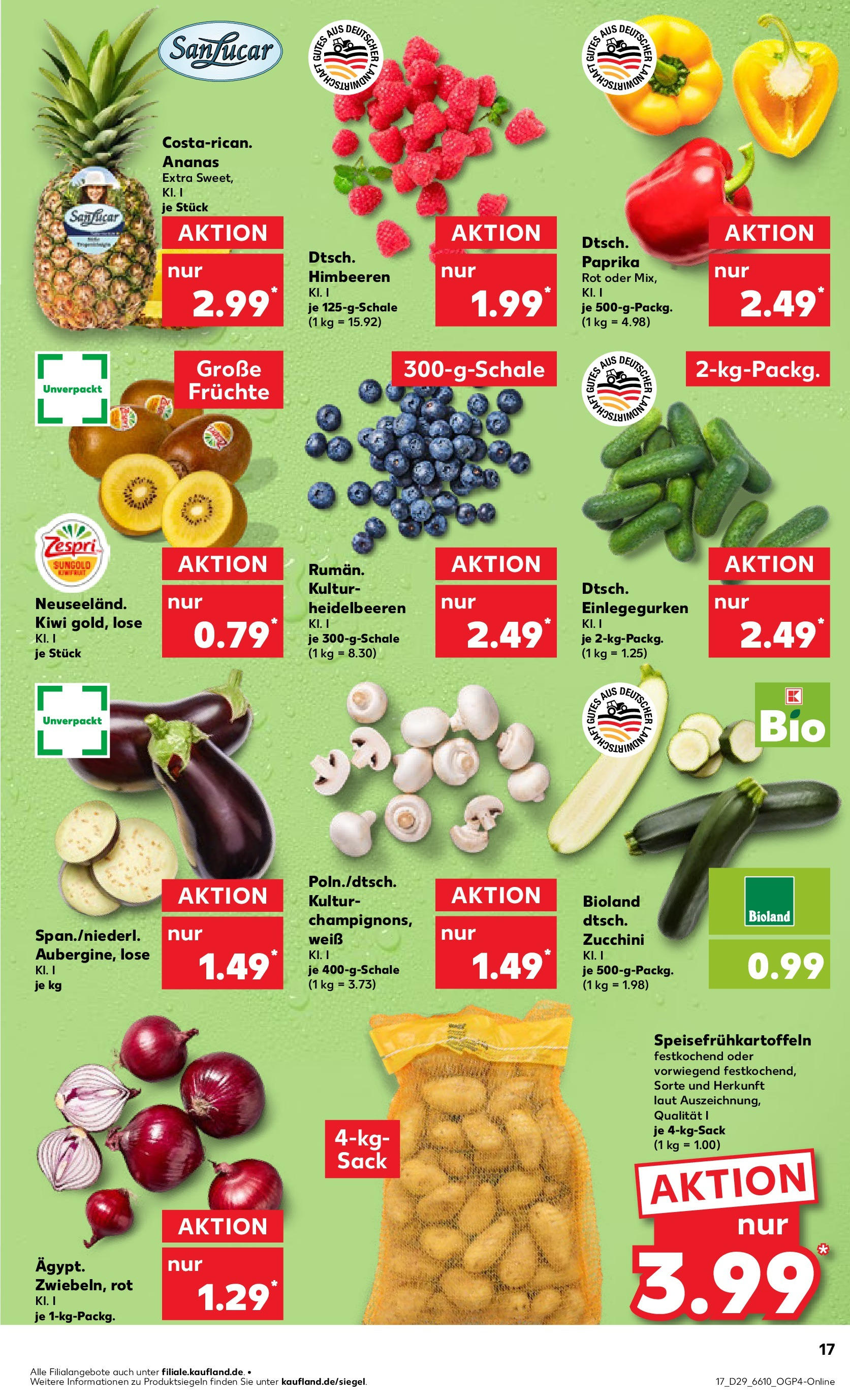 Prospekt Kaufland ab 16.07.2025 » Angebote Online zum Blättern | Seite: 17 | Produkte: Himbeeren, Paprika rot, Heidelbeeren, Paprika