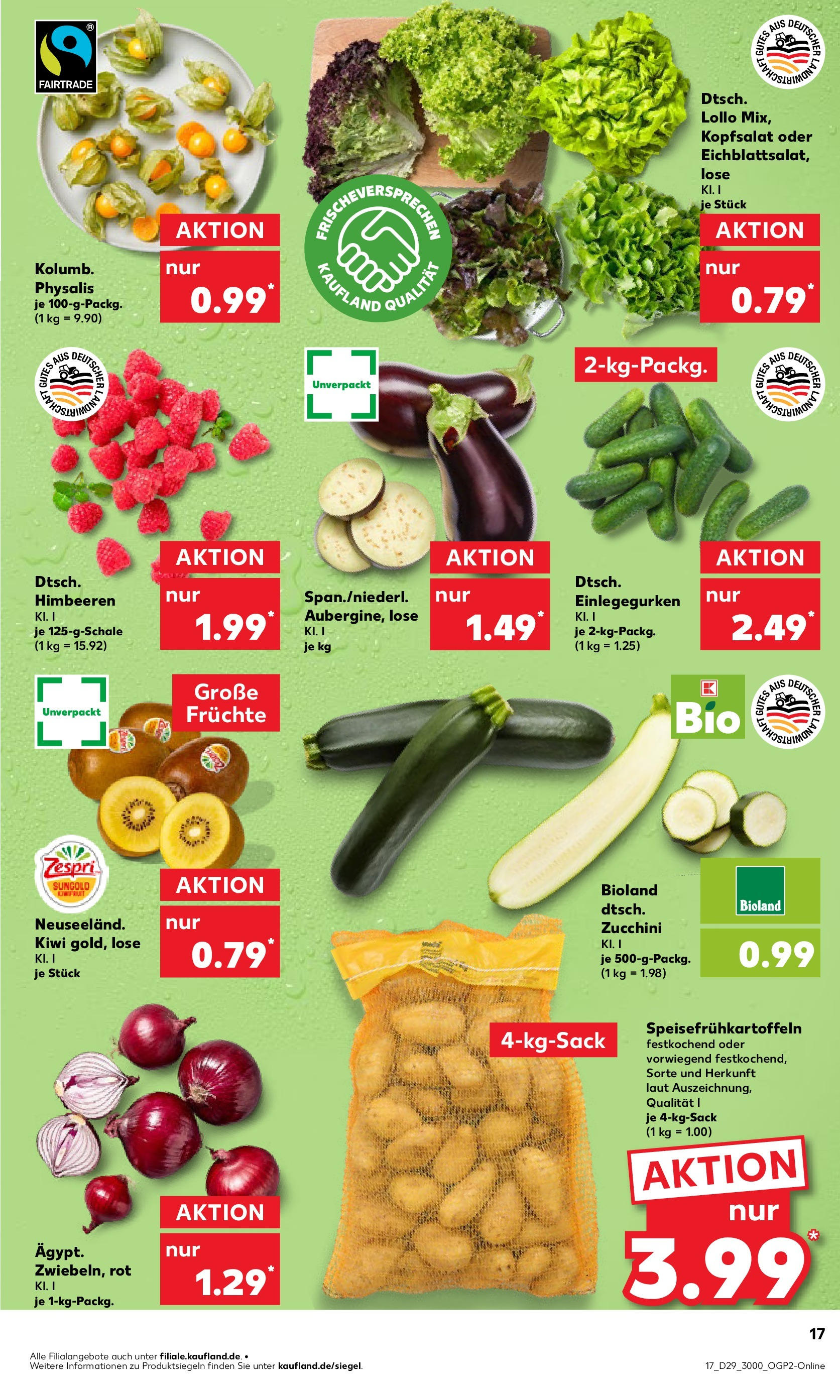Prospekt Kaufland ab 16.07.2025 » Angebote Online zum Blättern | Seite: 17 | Produkte: Himbeeren, Zucchini, Kiwi