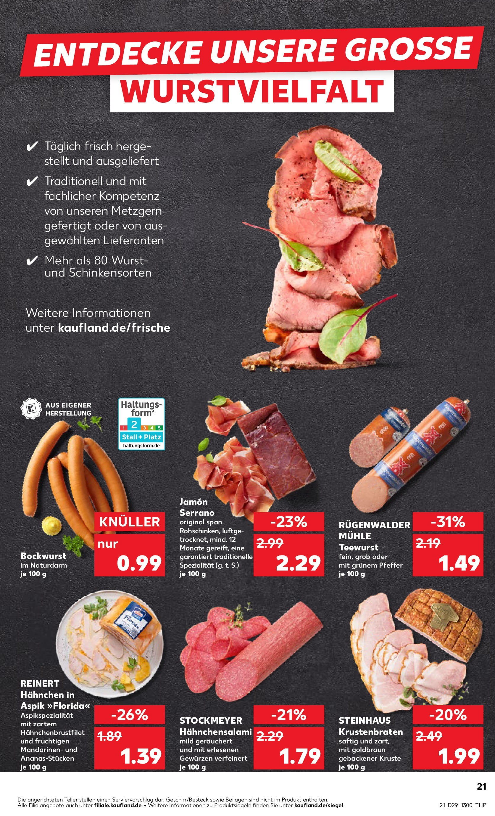 Prospekt Kaufland ab 16.07.2025 » Angebote Online zum Blättern | Seite: 21 | Produkte: Bockwurst, Mühle, Mandarinen, Wurst