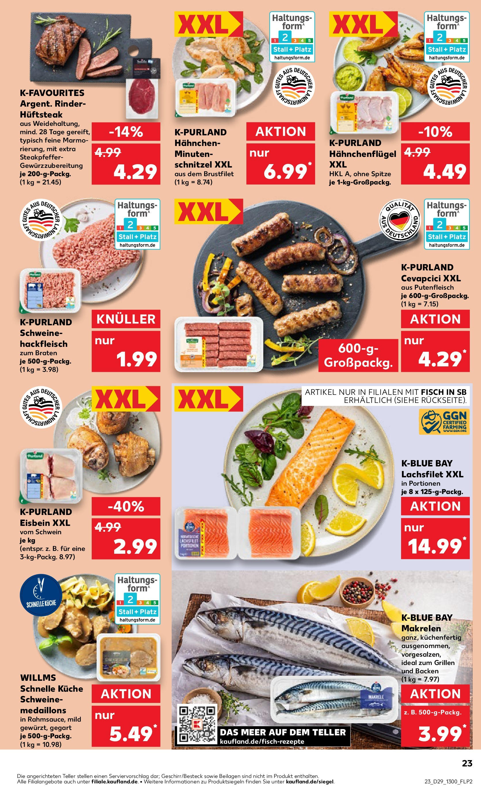 Prospekt Kaufland ab 16.07.2025 » Angebote Online zum Blättern | Seite: 23 | Produkte: Küche, Schnitzel, Fisch, Hackfleisch