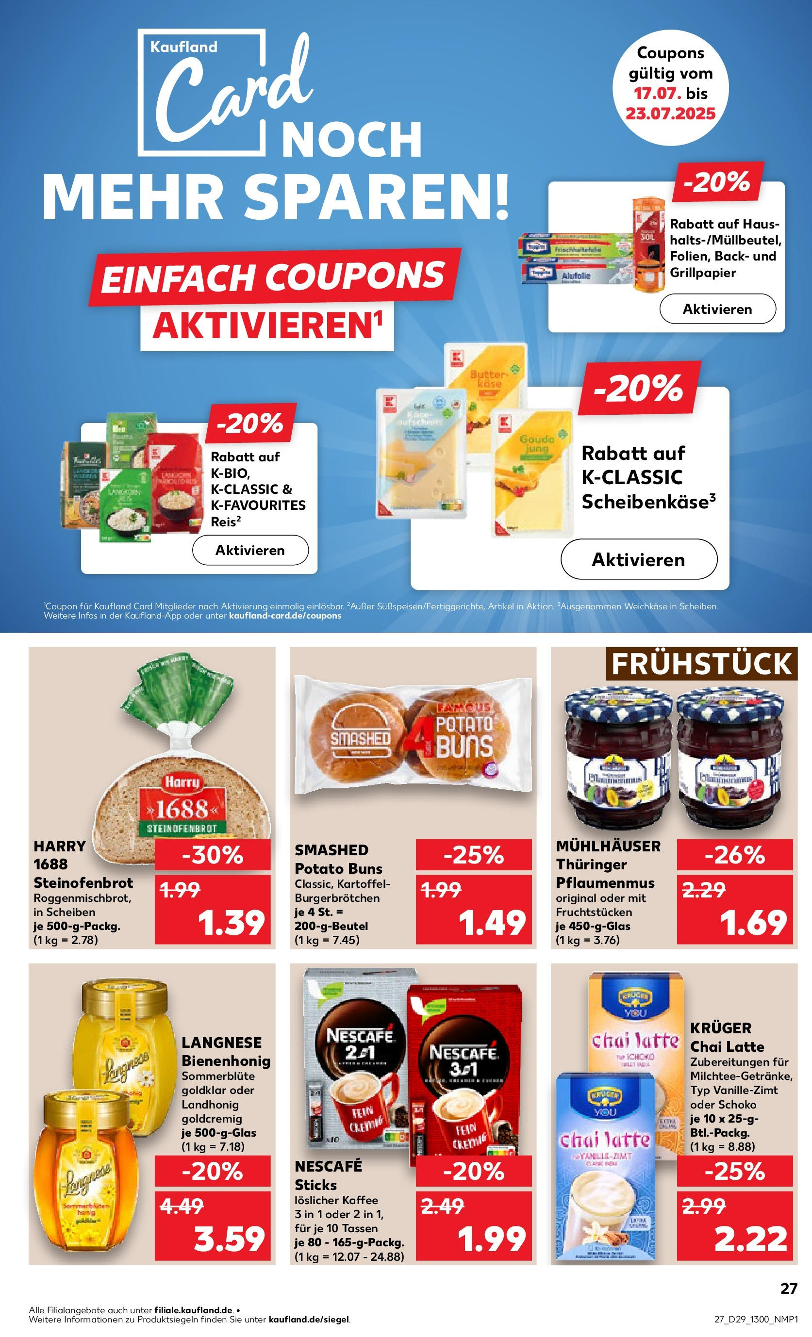 Prospekt Kaufland ab 16.07.2025 » Angebote Online zum Blättern | Seite: 27 | Produkte: Langnese, Nescafe, Käse, Gouda