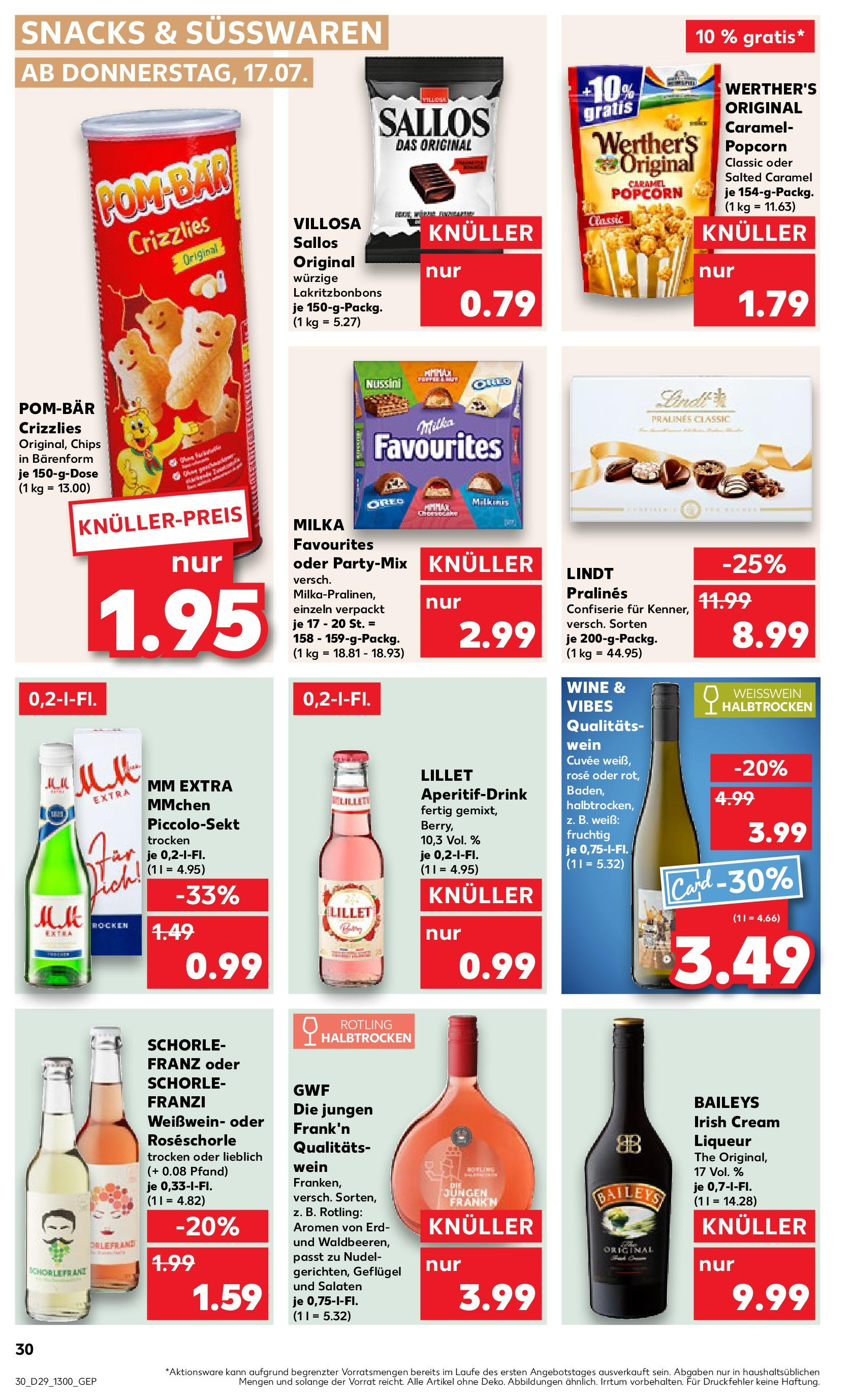 Prospekt Kaufland ab 16.07.2025 » Angebote Online zum Blättern | Seite: 30 | Produkte: Weißwein, Weißwein halbtrocken, Milka, Chips