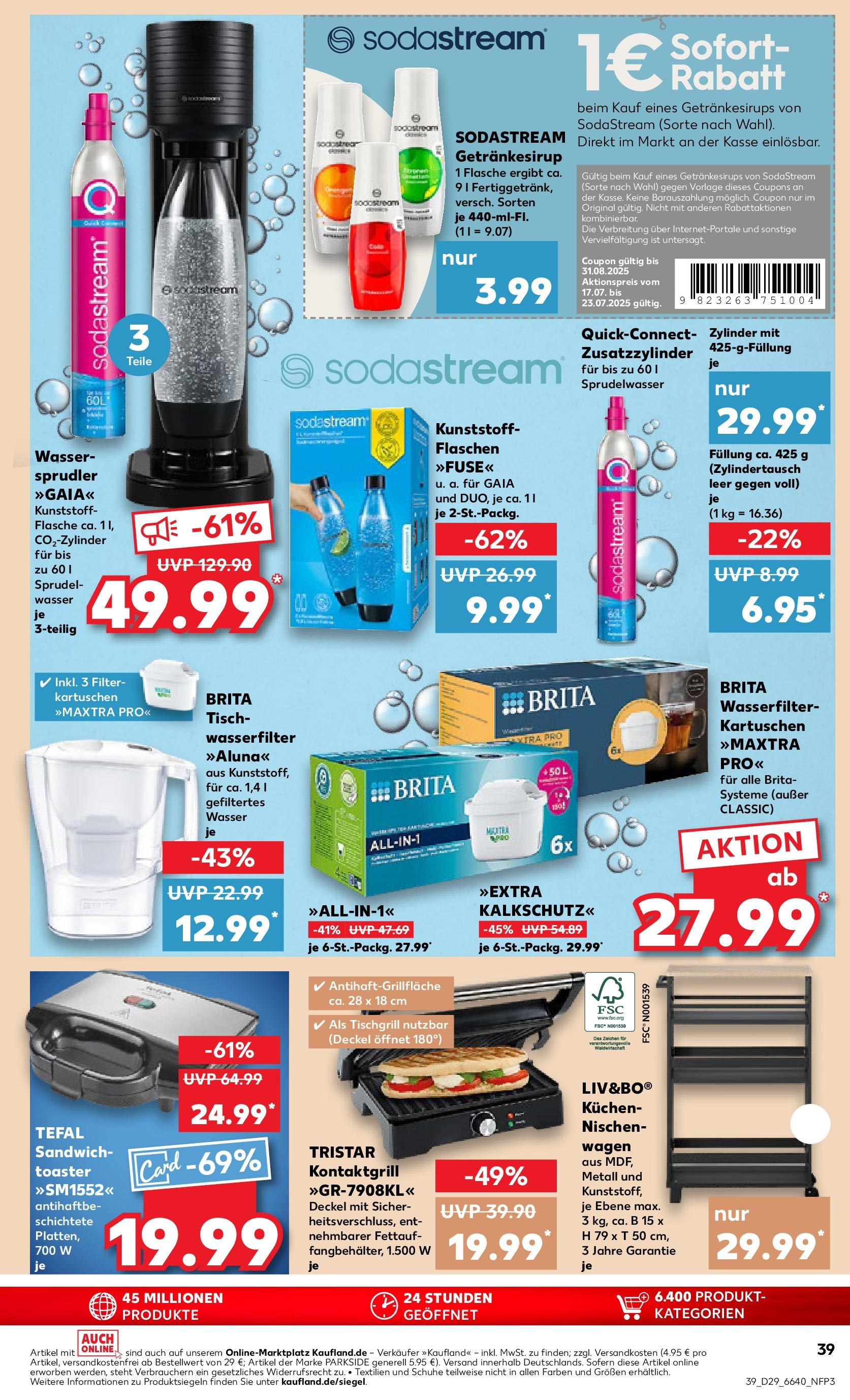 Prospekt Kaufland ab 16.07.2025 » Angebote Online zum Blättern | Seite: 39 | Produkte: Grill, Toaster, Tisch, Kuchen
