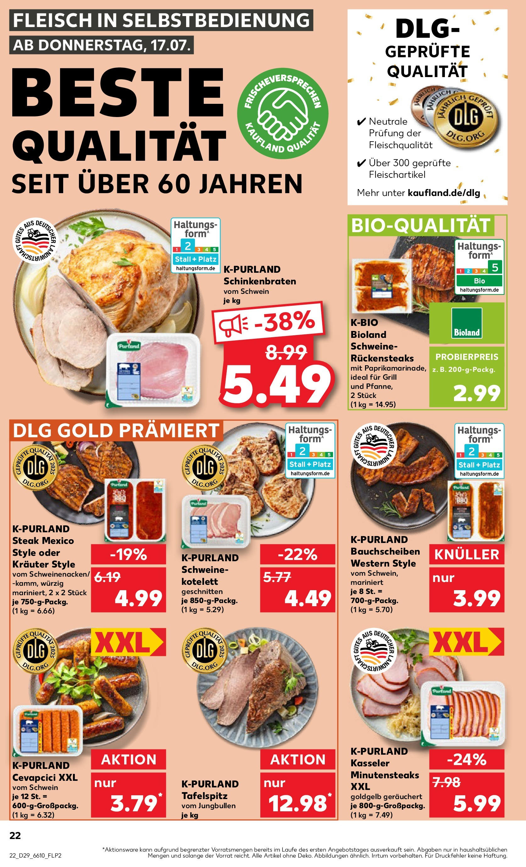 Prospekt Kaufland ab 16.07.2025 » Angebote Online zum Blättern | Seite: 22 | Produkte: Tafelspitz, Grill, Cevapcici, Steak