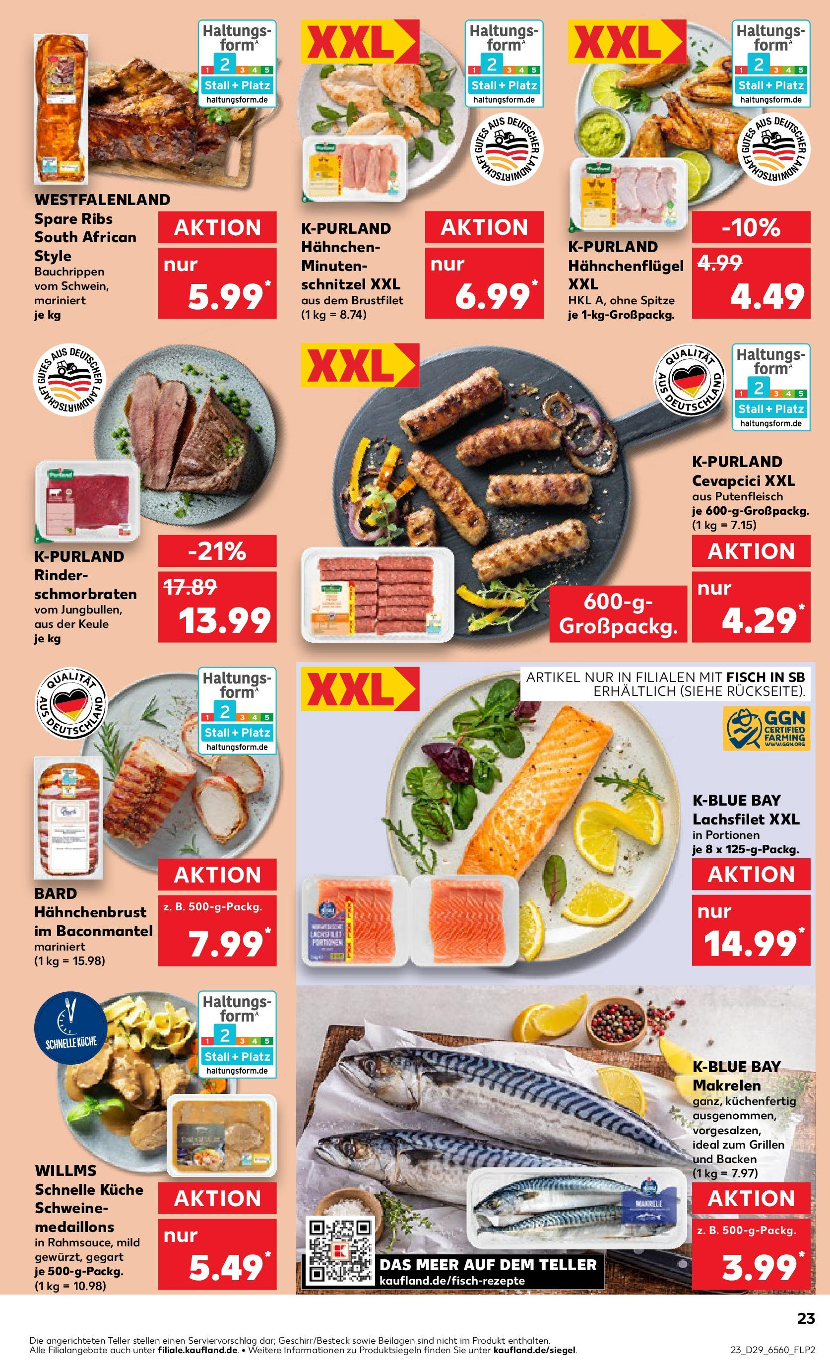 Prospekt Kaufland ab 16.07.2025 » Angebote Online zum Blättern | Seite: 23 | Produkte: Küche, Spare ribs, Cevapcici, Schnitzel