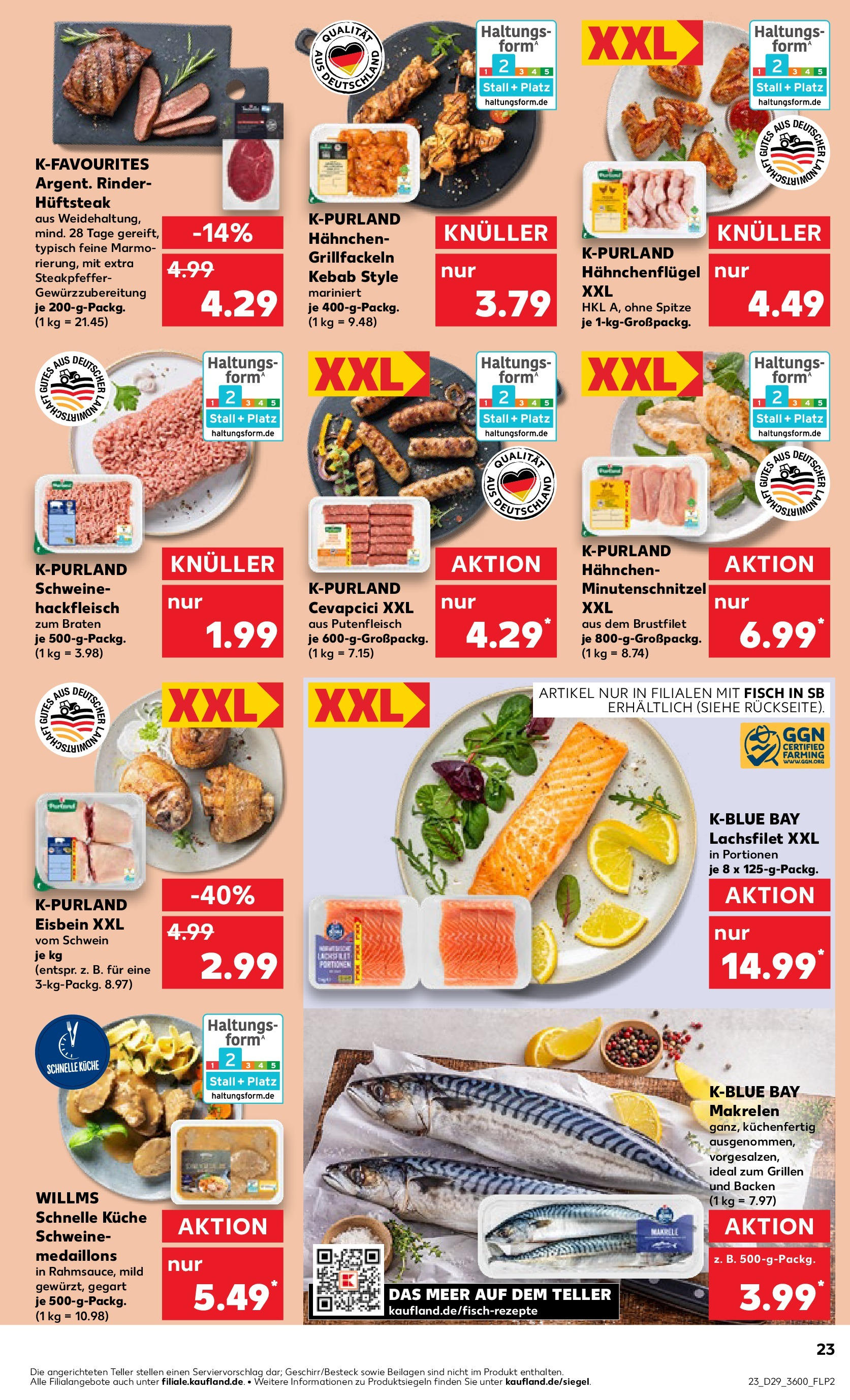 Prospekt Kaufland ab 16.07.2025 » Angebote Online zum Blättern | Seite: 23 | Produkte: Hahnchen, Küche, Fisch, Hackfleisch