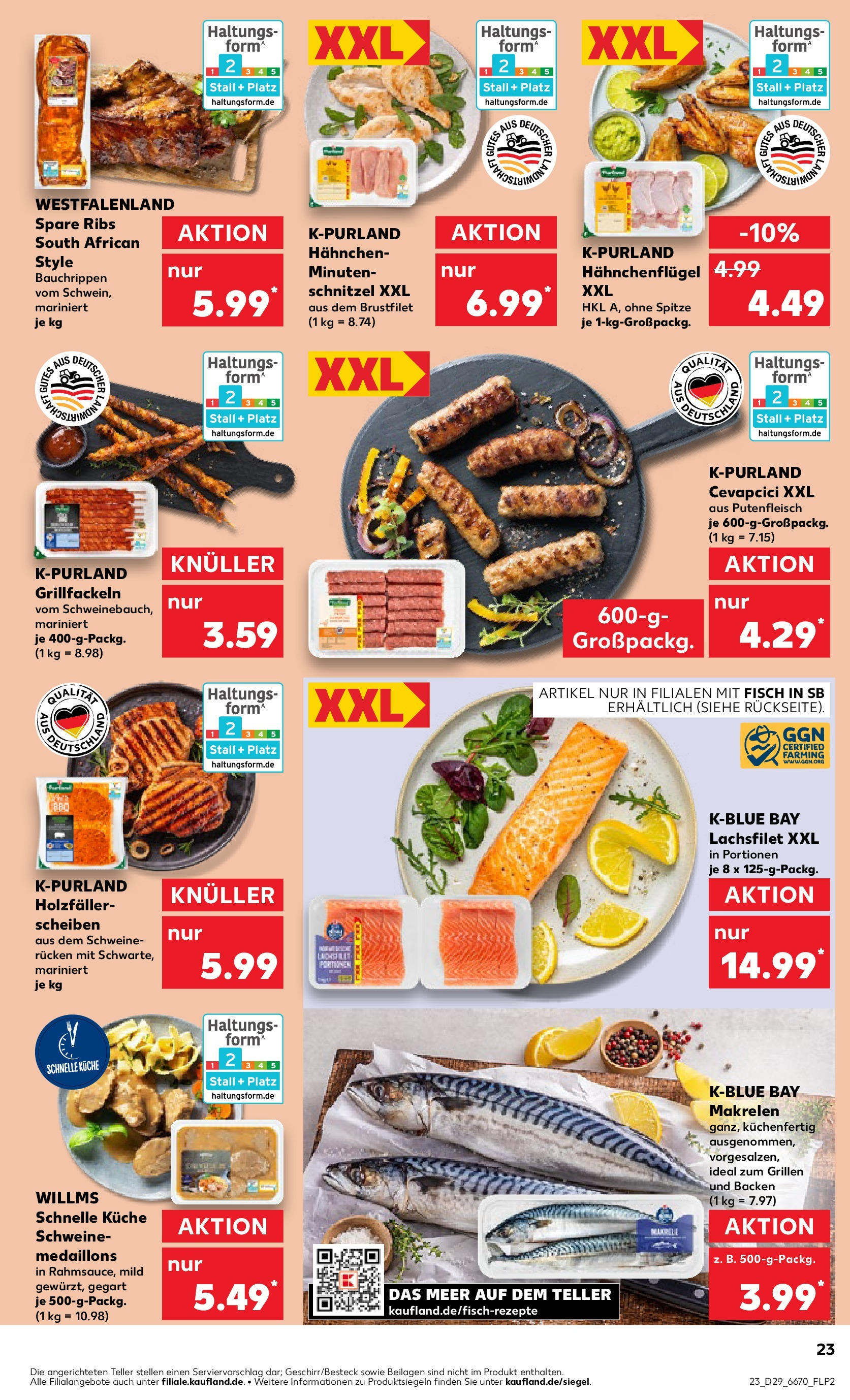 Prospekt Kaufland ab 17.07.2025 » Angebote Online zum Blättern | Seite: 23 | Produkte: Küche, Spare ribs, Cevapcici, Fisch