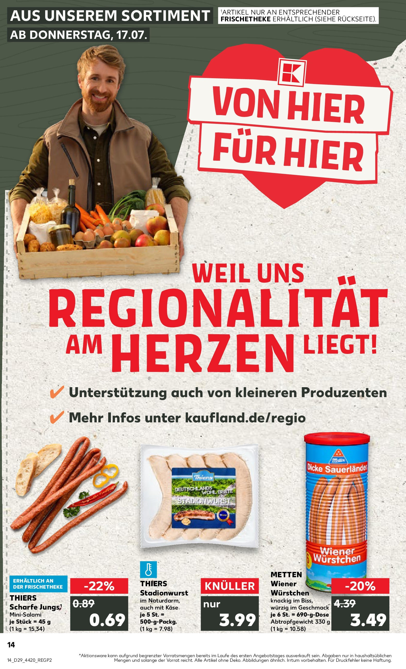 Prospekt Kaufland ab 17.07.2025 » Angebote Online zum Blättern | Seite: 14 | Produkte: Wiener wurstchen, Käse