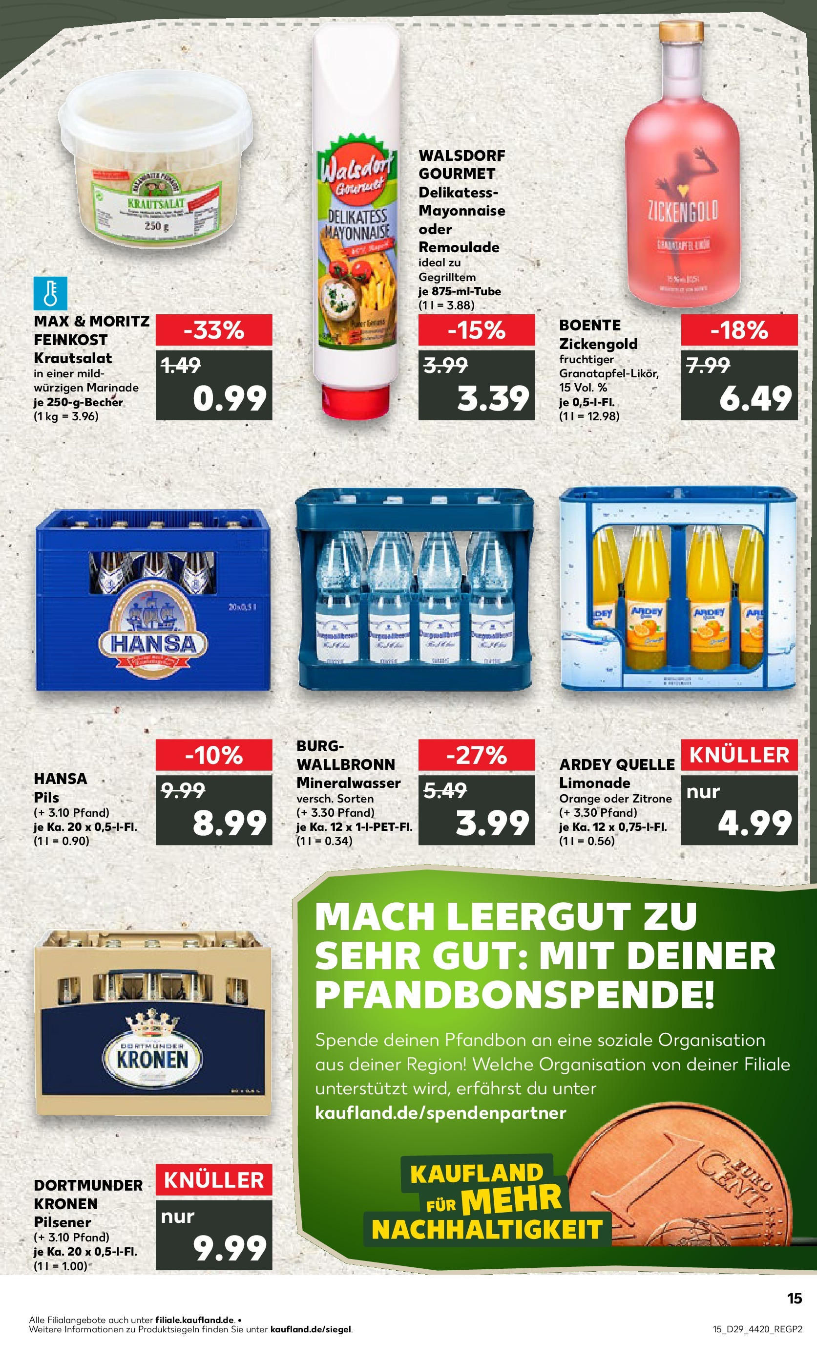 Prospekt Kaufland ab 17.07.2025 » Angebote Online zum Blättern | Seite: 15 | Produkte: Pils, Mineralwasser, Mayonnaise, Zitrone