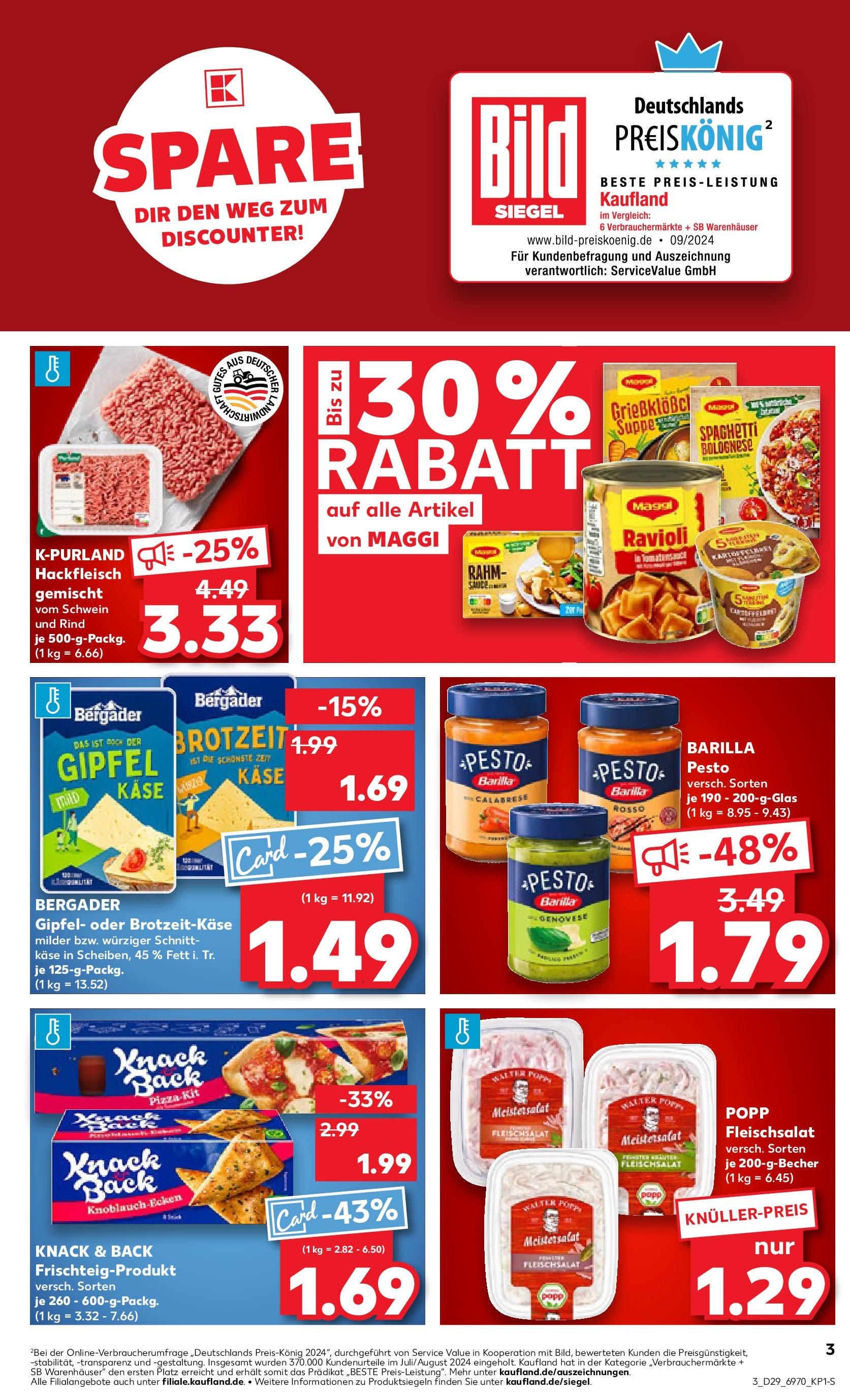 Prospekt Kaufland ab 17.07.2025 » Angebote Online zum Blättern | Seite: 3 | Produkte: Maggi, Käse, Barilla pesto, Hackfleisch