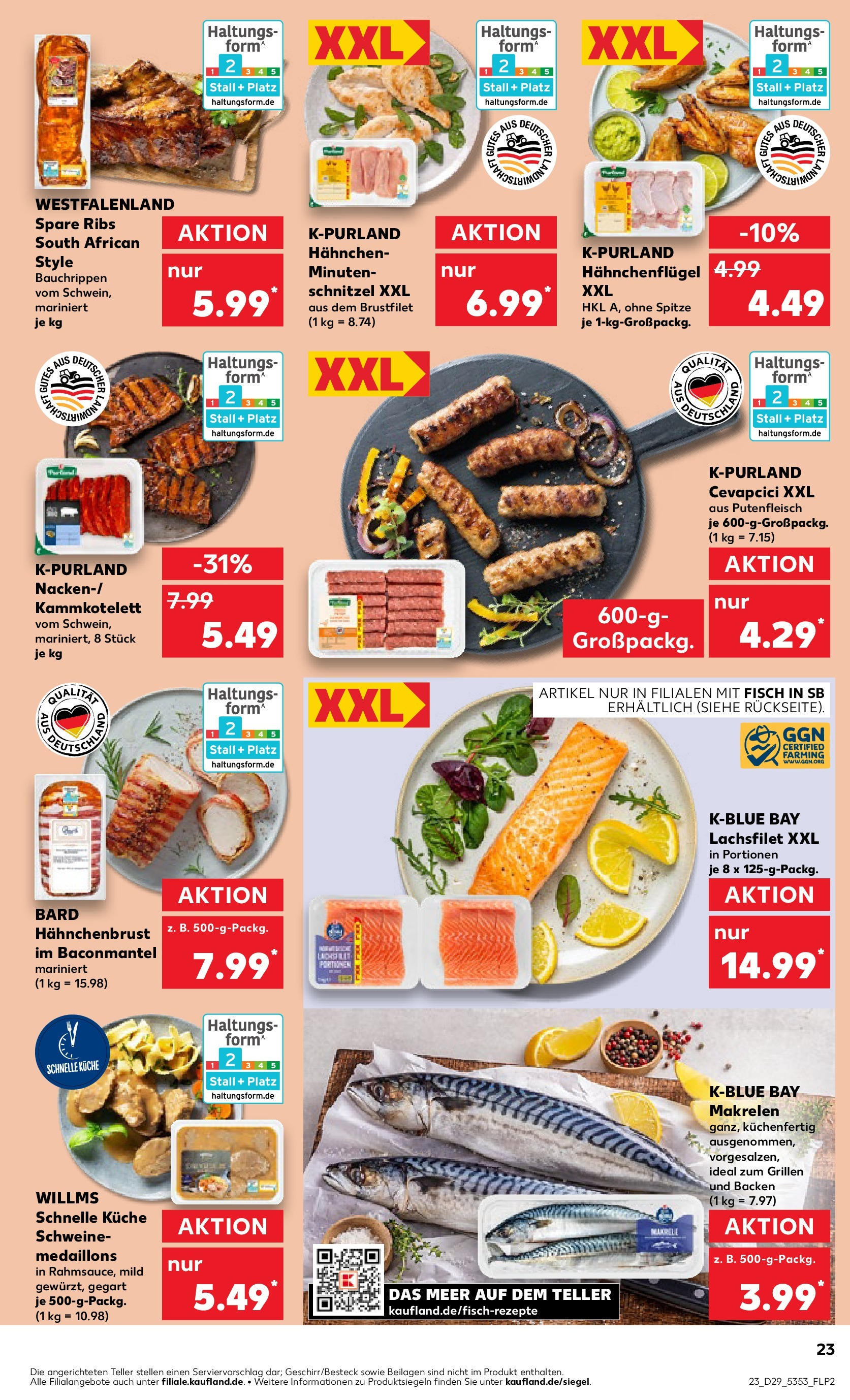 Prospekt Kaufland ab 17.07.2025 » Angebote Online zum Blättern | Seite: 23 | Produkte: Hahnchen, Küche, Spare ribs, Schnitzel