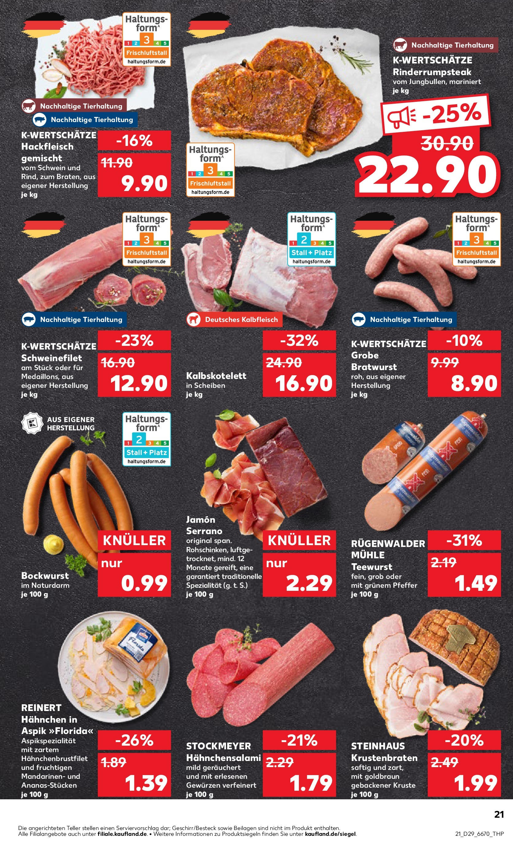 Prospekt Kaufland ab 17.07.2025 » Angebote Online zum Blättern | Seite: 21 | Produkte: Bratwurst, Schweinefilet, Pfeffer, Hackfleisch