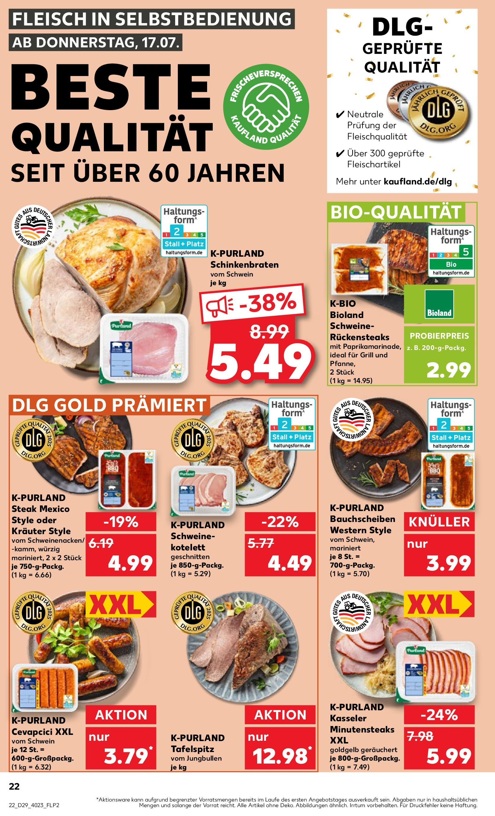 Prospekt Kaufland ab 16.07.2025 » Angebote Online zum Blättern | Seite: 22 | Produkte: Grill, Cevapcici, Steak, Fleisch