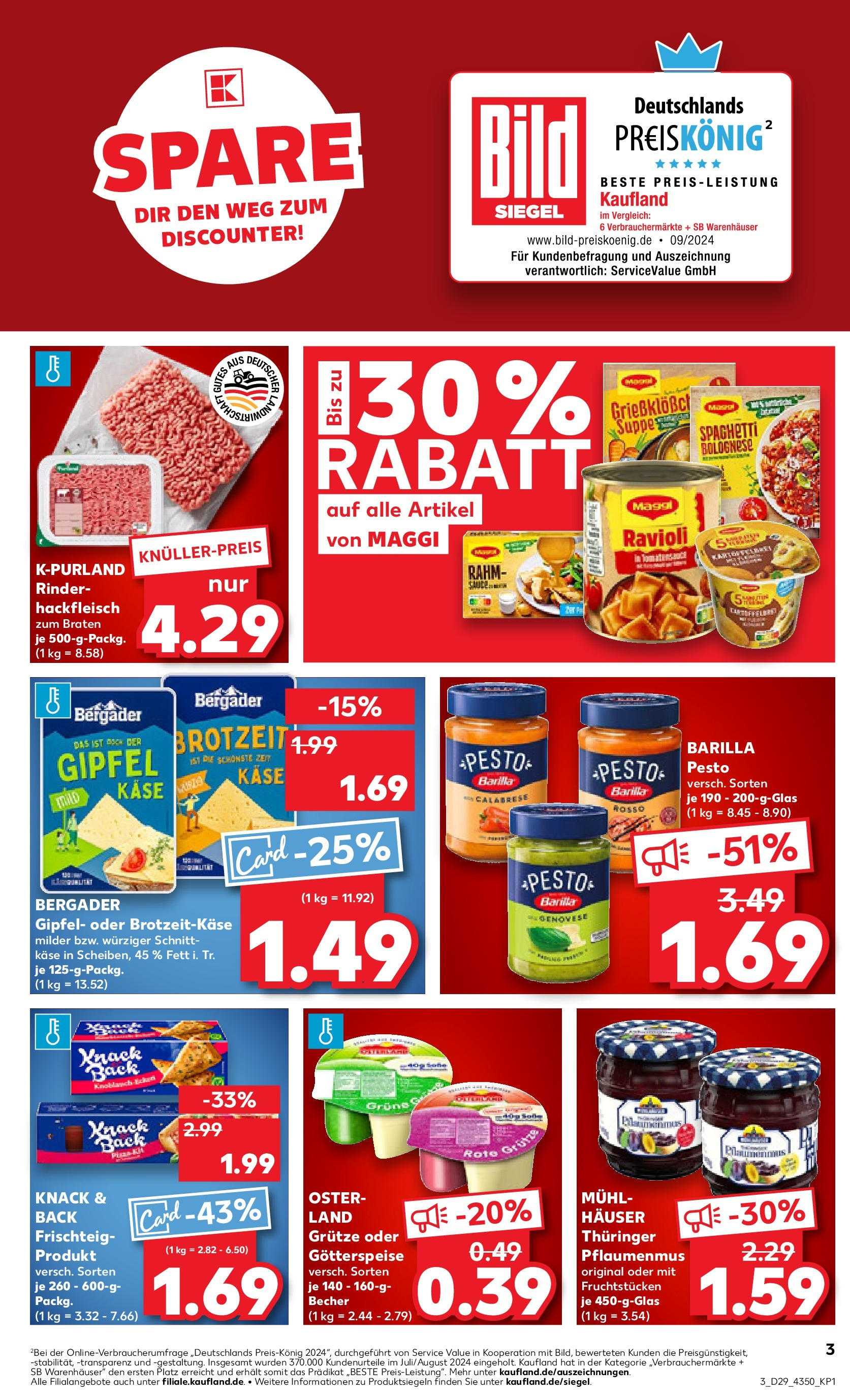 Prospekt Kaufland ab 16.07.2025 » Angebote Online zum Blättern | Seite: 3 | Produkte: Maggi, Käse, Barilla pesto, Hackfleisch