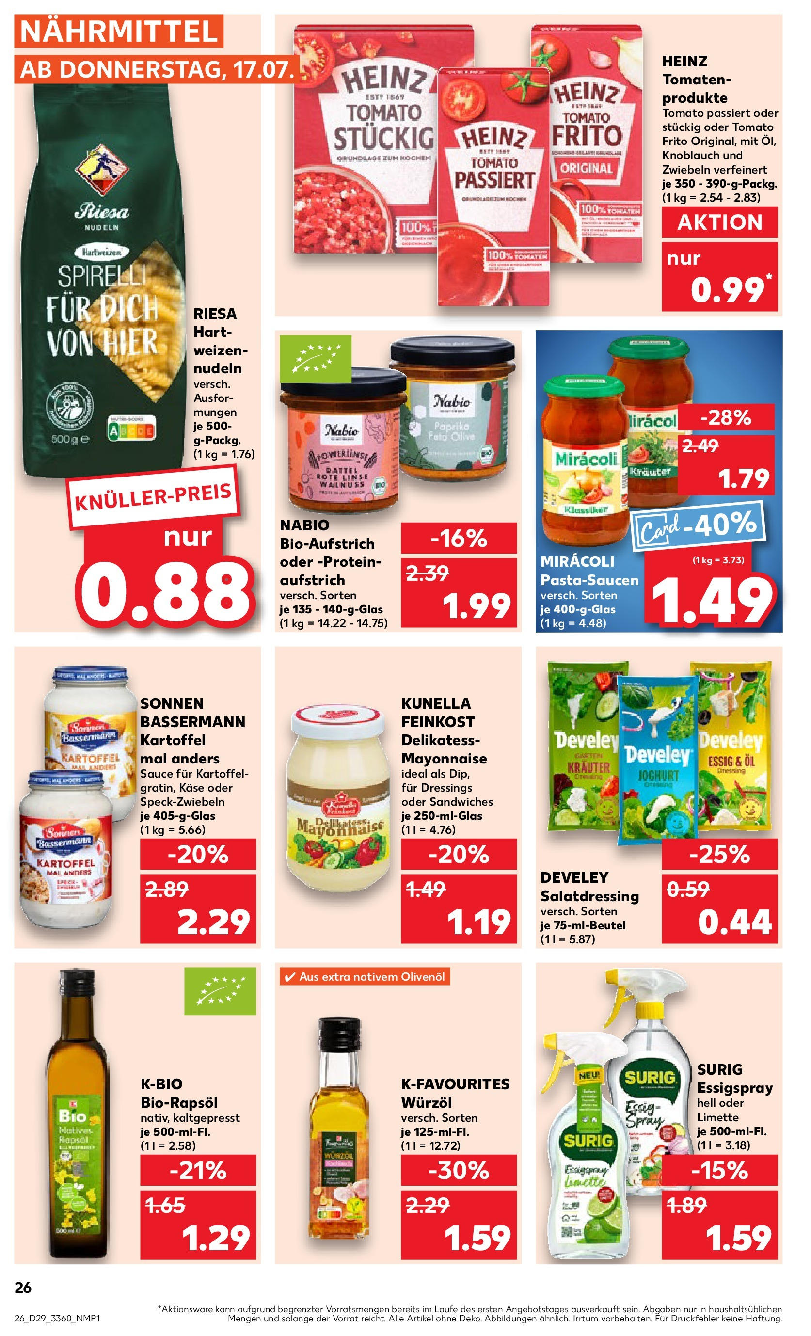 Prospekt Kaufland ab 16.07.2025 » Angebote Online zum Blättern | Seite: 26 | Produkte: Käse, Joghurt, Tomaten, Dattel