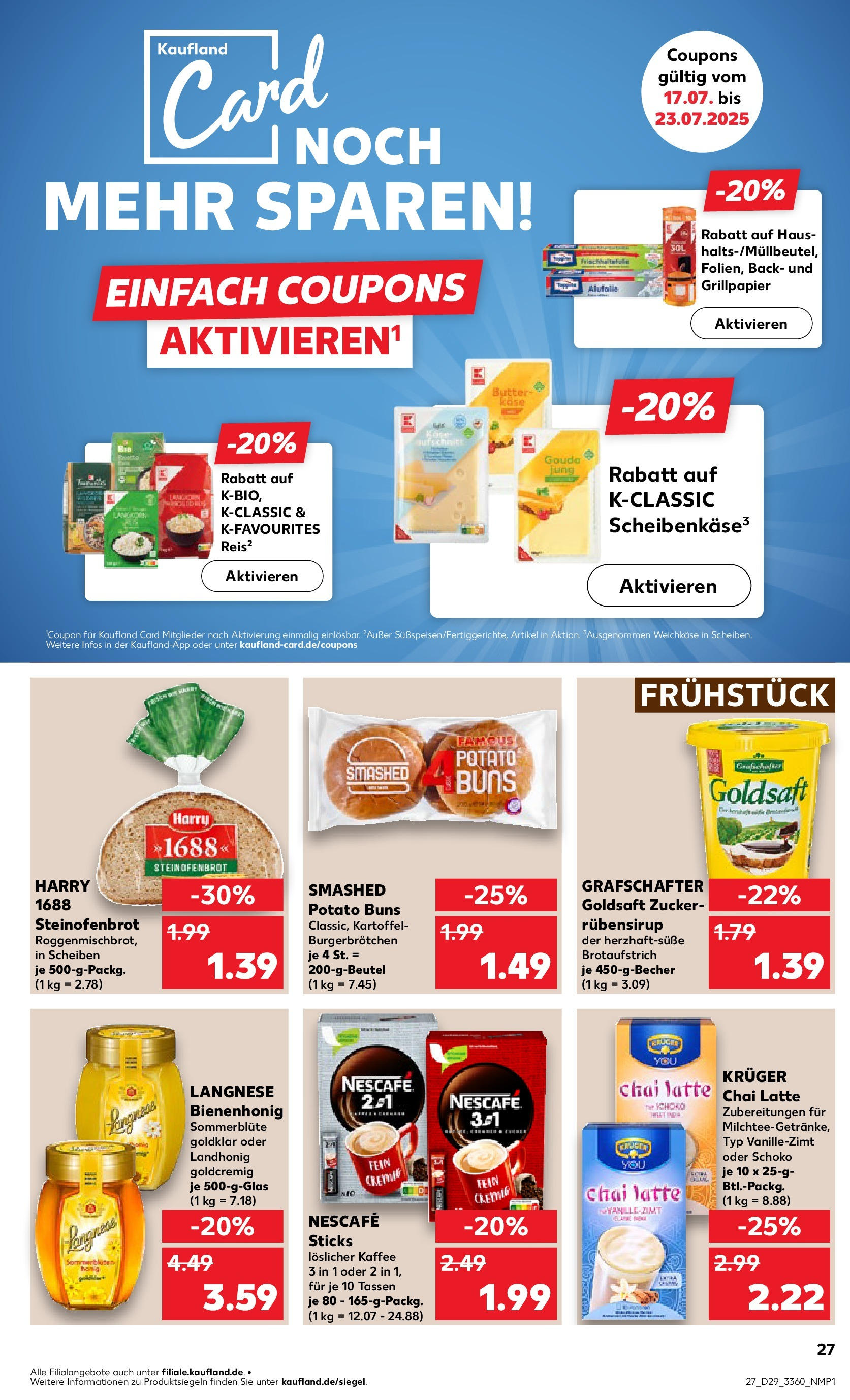 Prospekt Kaufland ab 16.07.2025 » Angebote Online zum Blättern | Seite: 27 | Produkte: Butter, Käse, Burger, Zucker