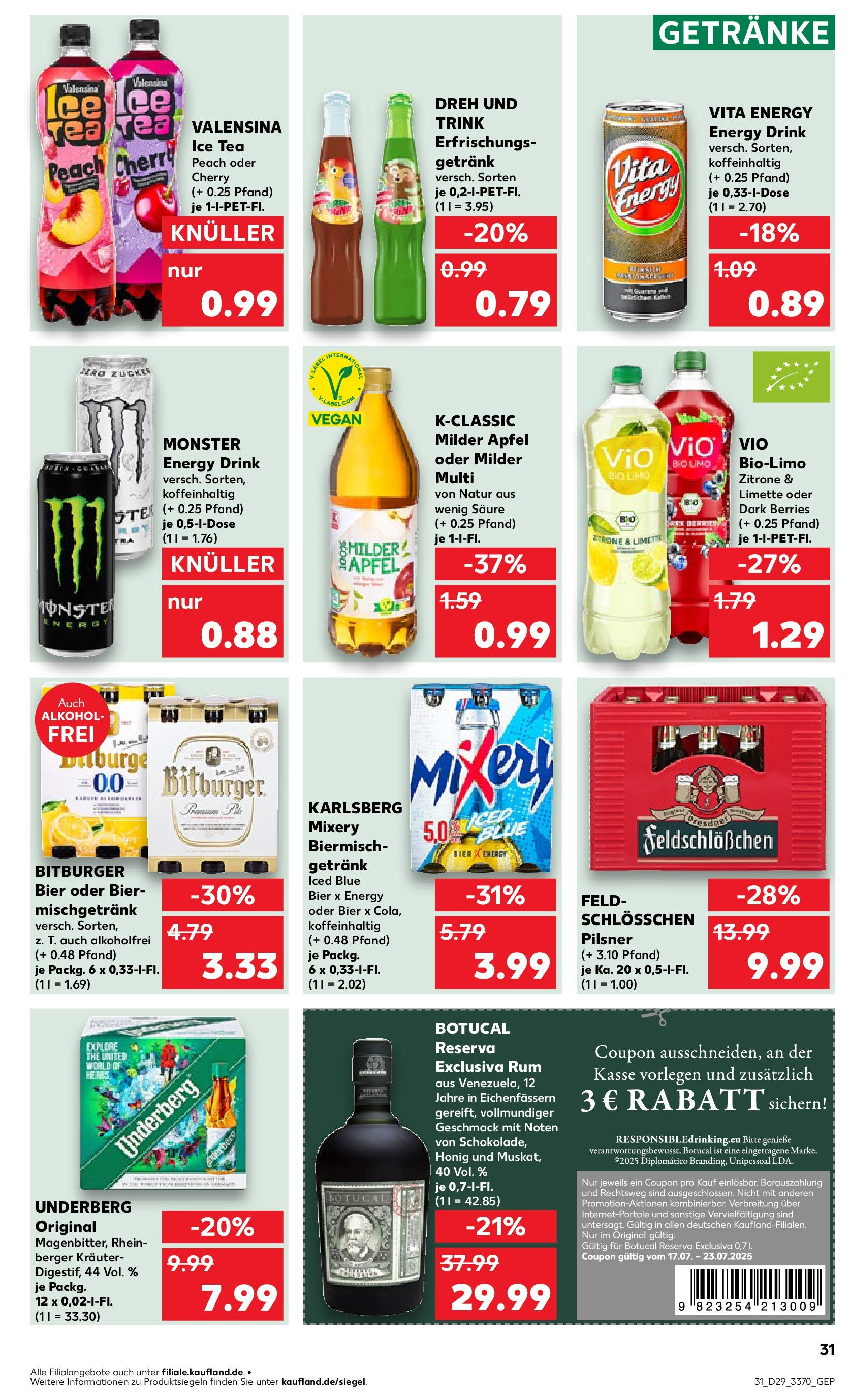 Prospekt Kaufland ab 16.07.2025 » Angebote Online zum Blättern | Seite: 31 | Produkte: Bier, Monster, Zitrone, Underberg