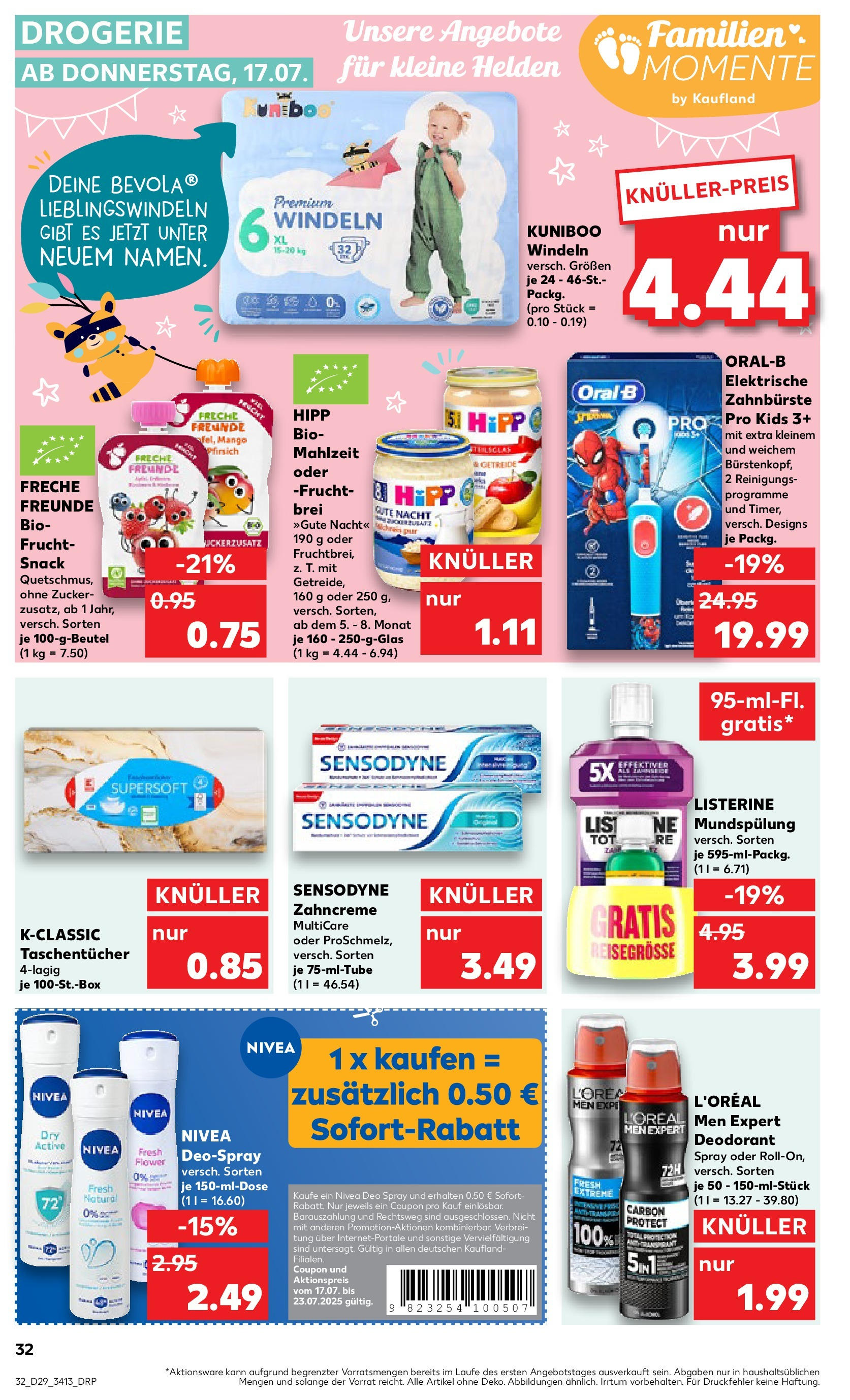 Prospekt Kaufland ab 16.07.2025 » Angebote Online zum Blättern | Seite: 32 | Produkte: Elektrische zahnbürste, Deodorant, Zahnbürste, Deospray