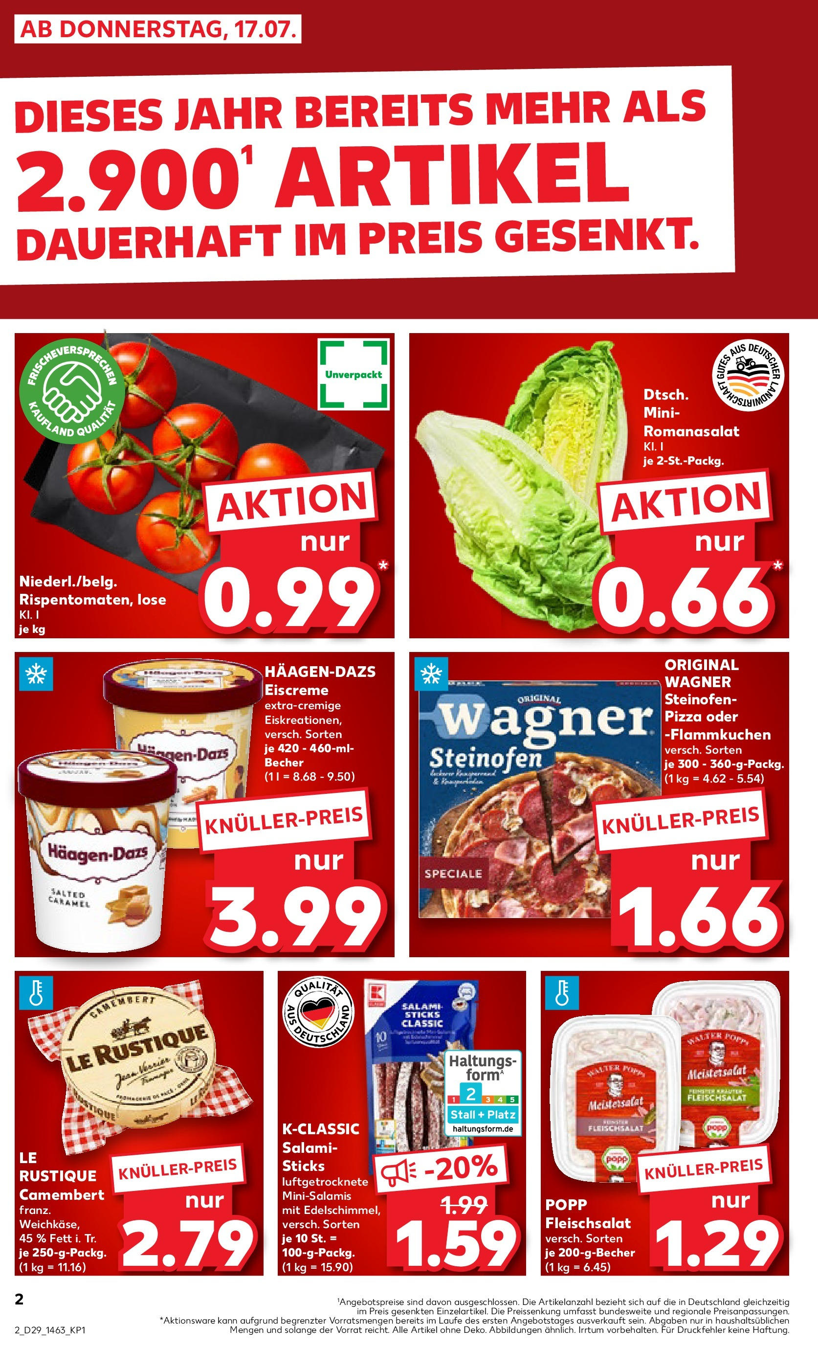 Prospekt Kaufland ab 16.07.2025 » Angebote Online zum Blättern | Seite: 2 | Produkte: Eiscreme, Salami, Pizza